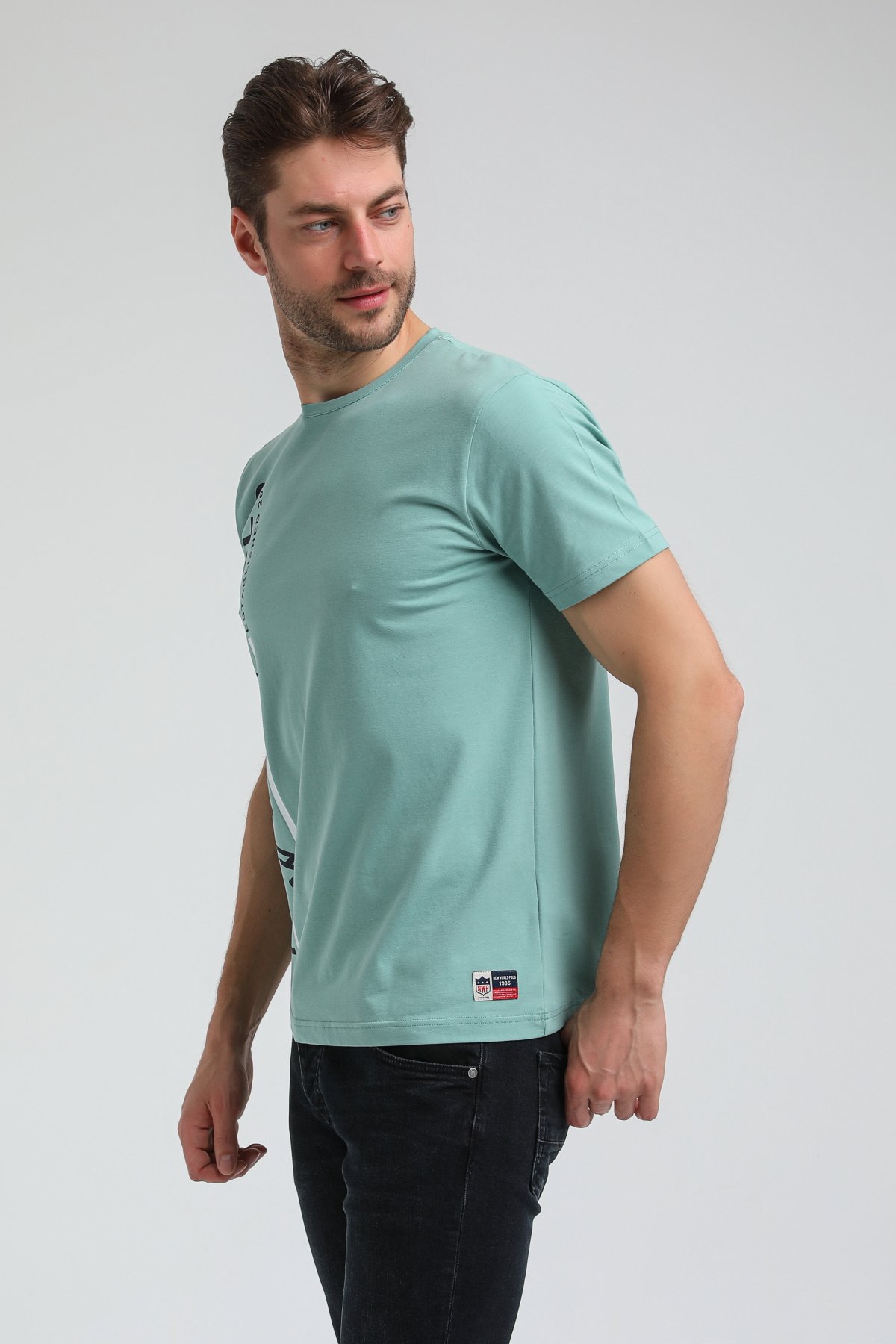 New World Polo Bisiklet Yaka Mint Regular Custom Tişört 23SSM20354