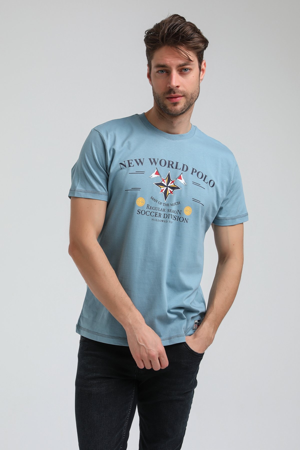 New World Polo Bisiklet Yaka Prada Slim Fit Tişört 23SSM20318