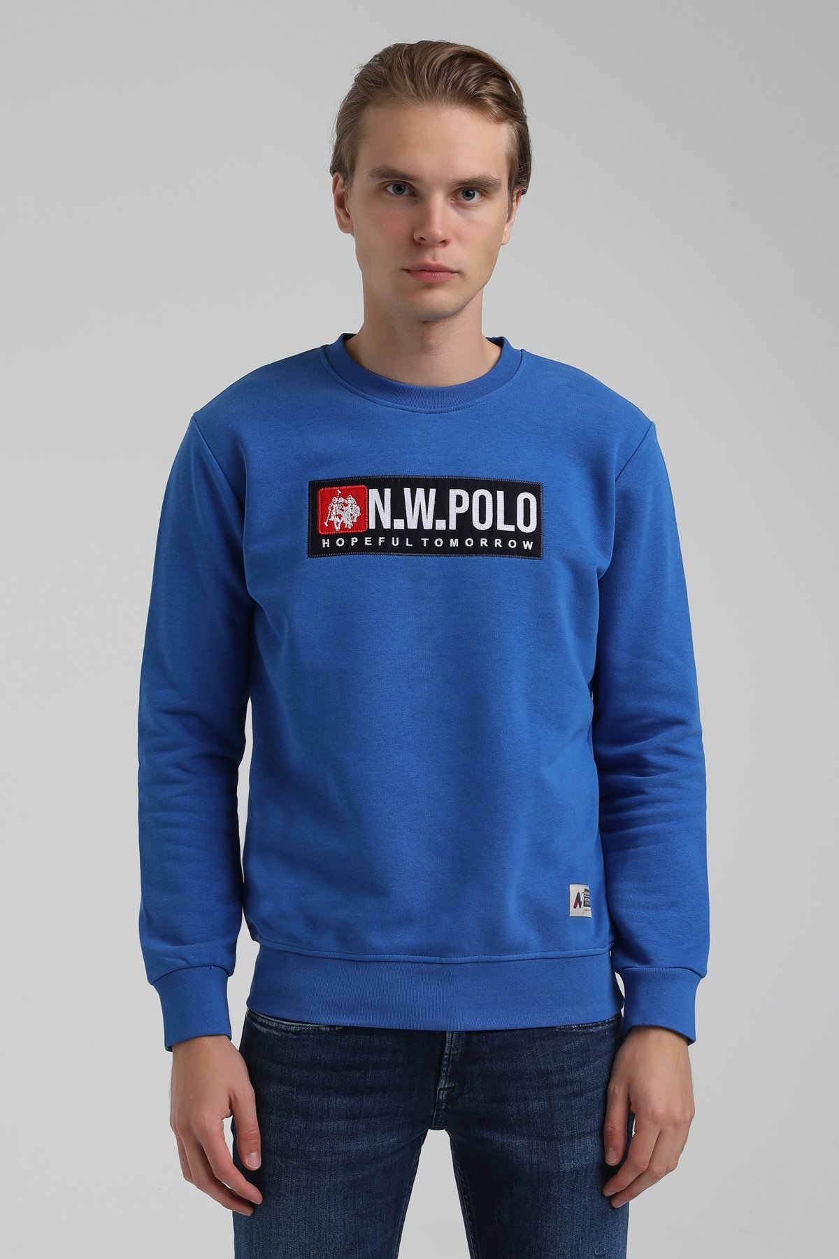 New World Polo Bisiklet Yaka Saks Regular Sweatshirt 22FWM60127