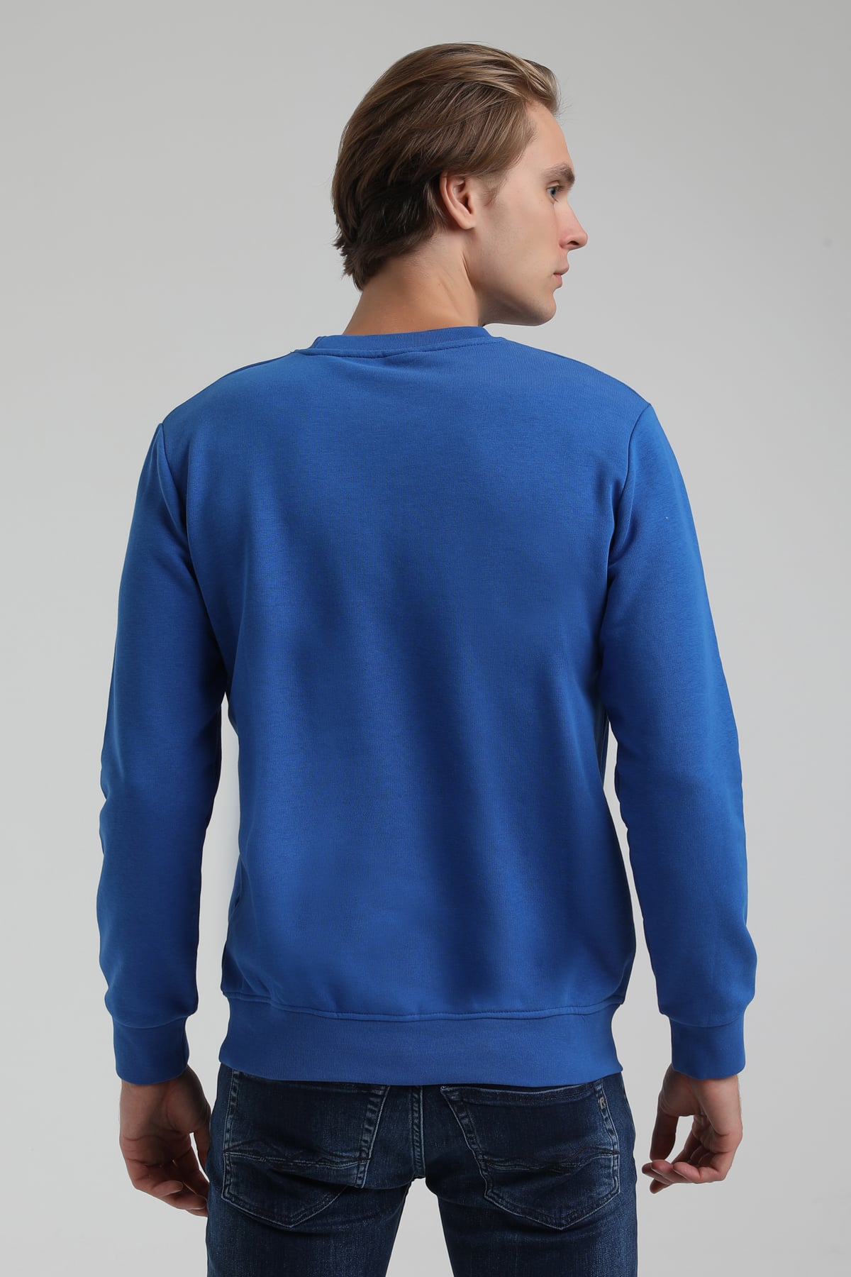 New World Polo Bisiklet Yaka Saks Regular Sweatshirt 22FWM60127