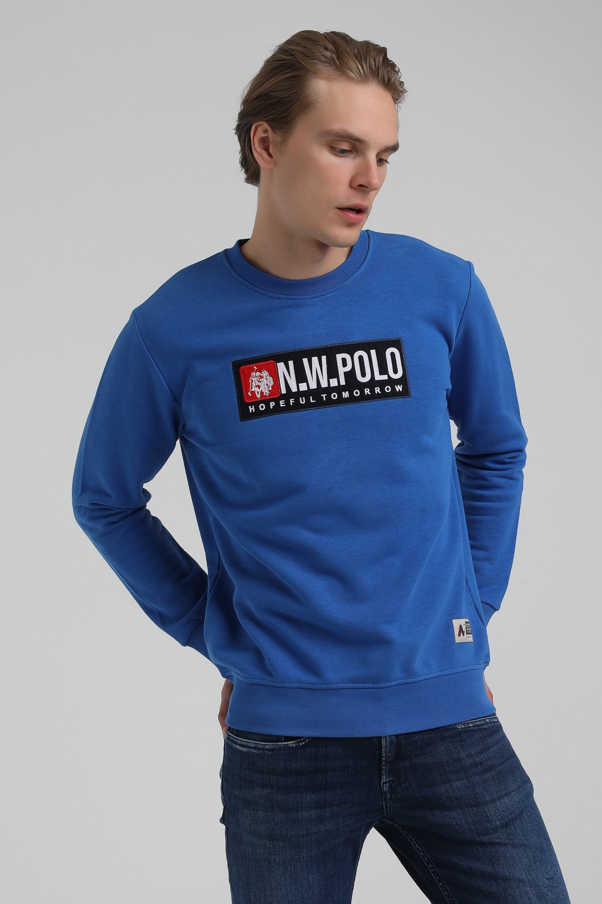 New World Polo Bisiklet Yaka Saks Regular Sweatshirt 22FWM60127