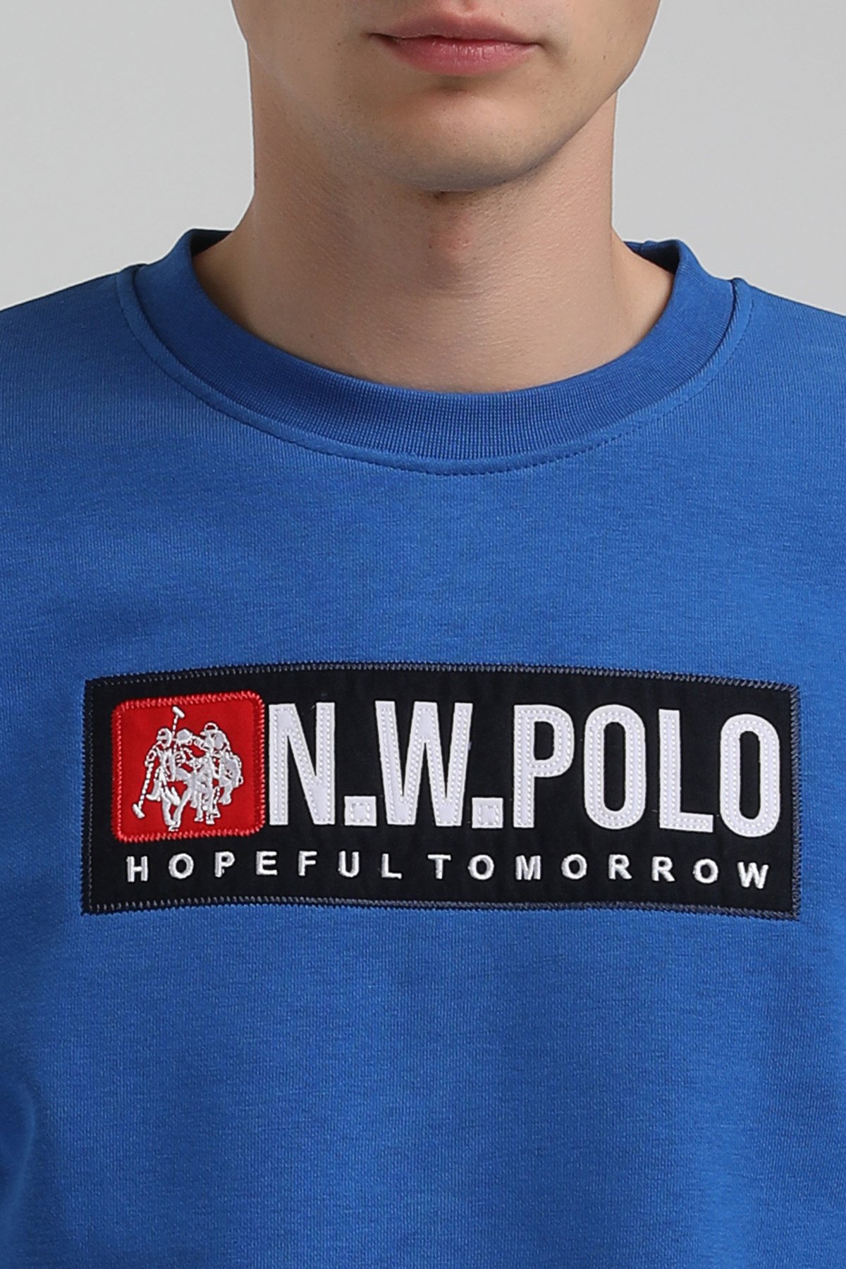 New World Polo Bisiklet Yaka Saks Regular Sweatshirt 22FWM60127