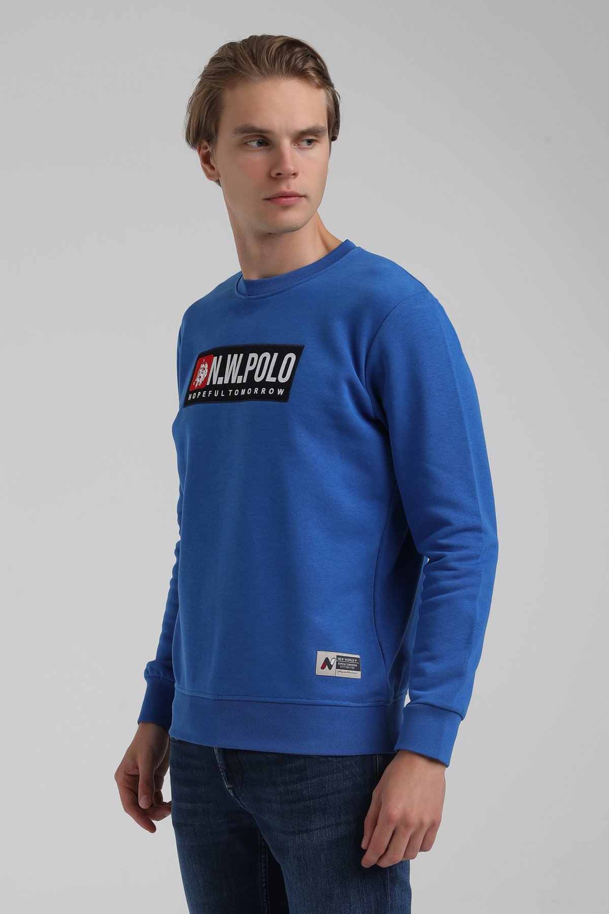 New World Polo Bisiklet Yaka Saks Regular Sweatshirt 22FWM60127