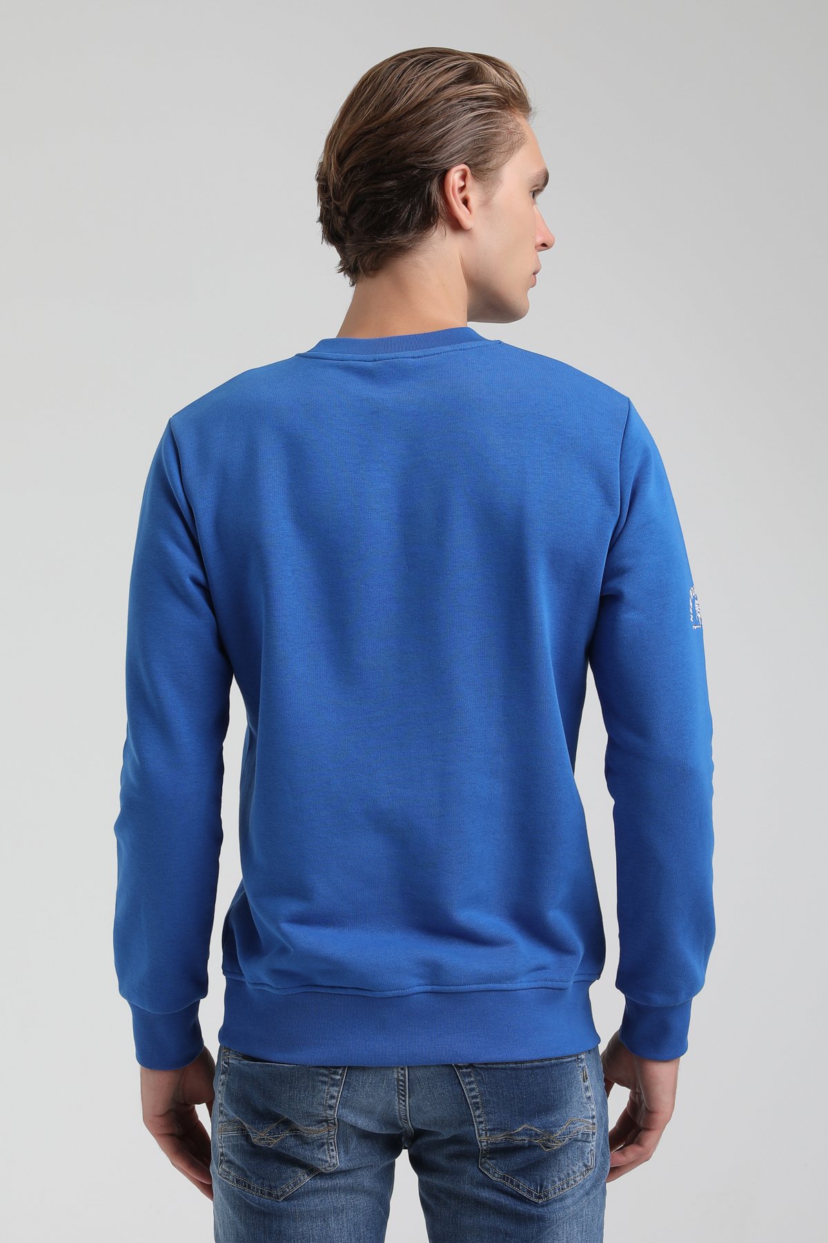 New World Polo Bisiklet Yaka Saks Regular Sweatshirt 22FWM60139