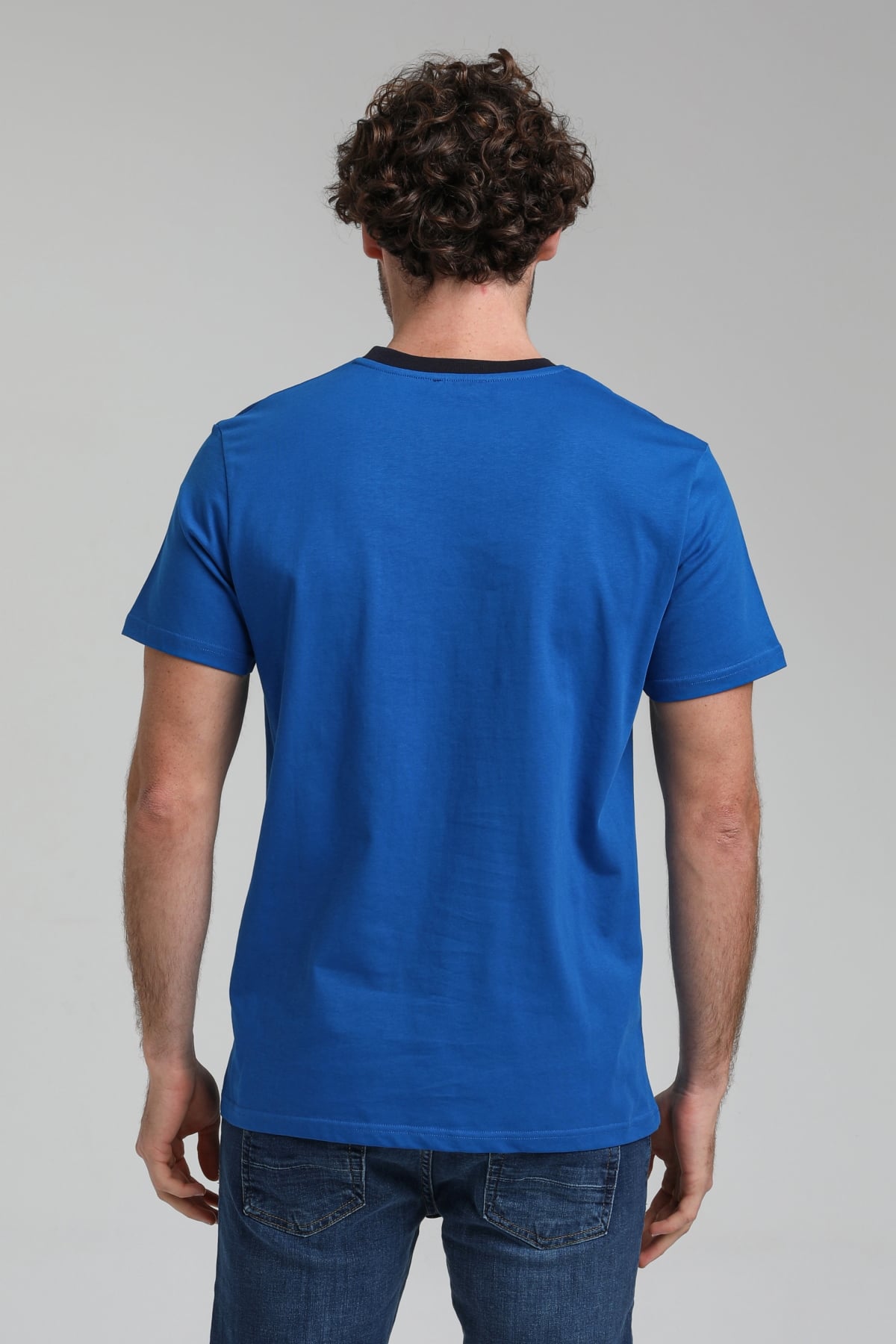 New World Polo Bisiklet Yaka Saks Regular Custom Tişört 23SSM20309