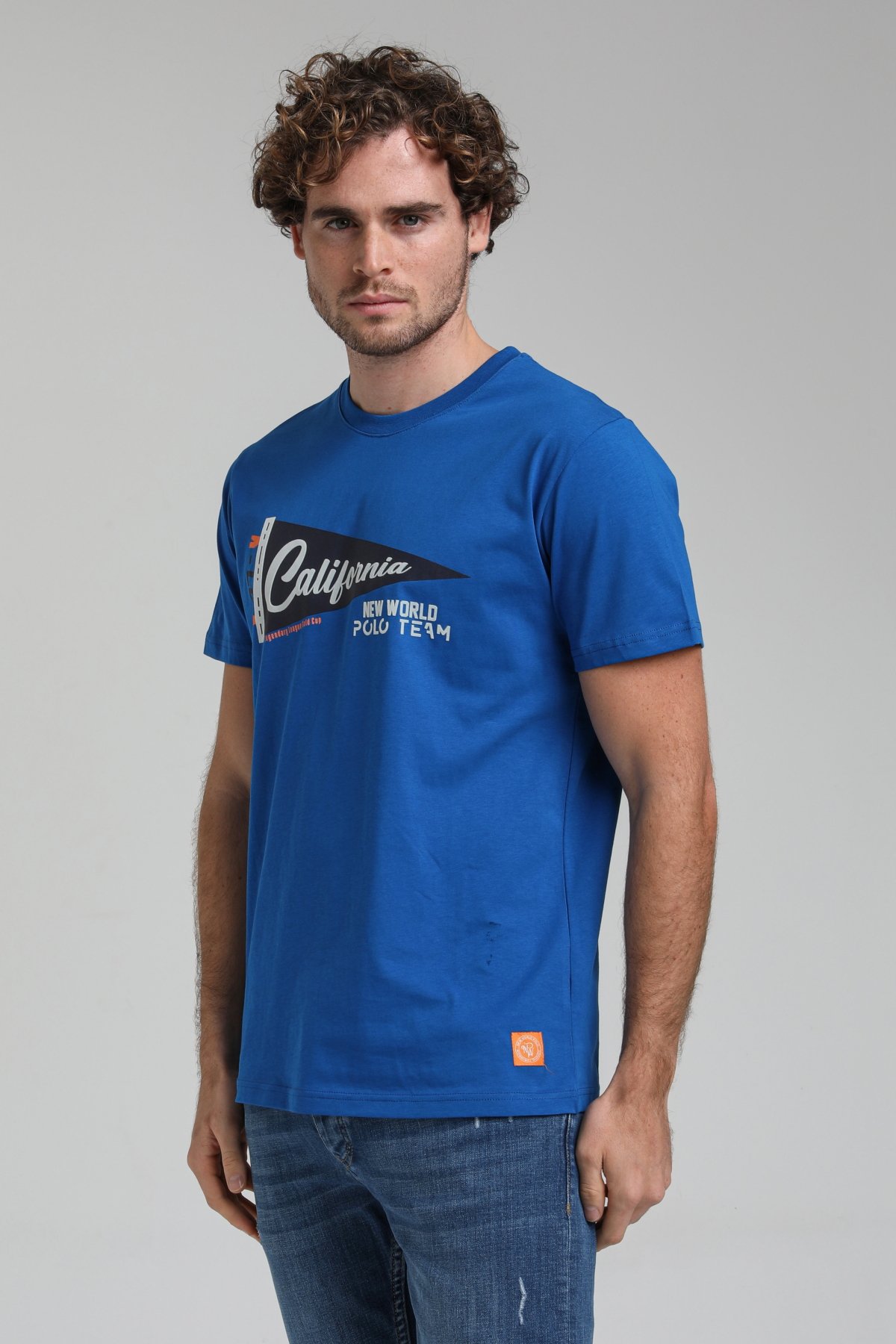 New World Polo Bisiklet Yaka Saks Regular Custom Tişört 23SSM20300