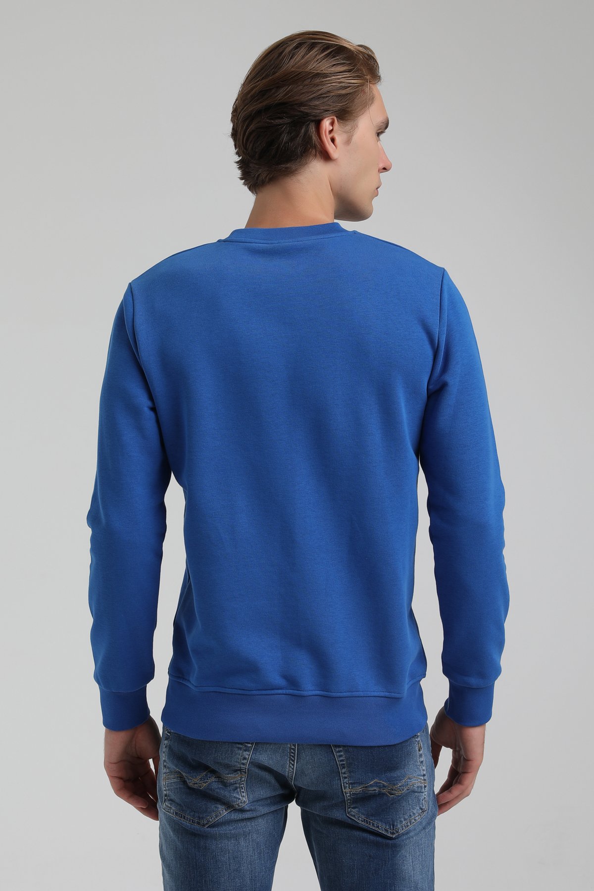 New World Polo Bisiklet Yaka Saks Regular Sweatshirt 22FWM60137