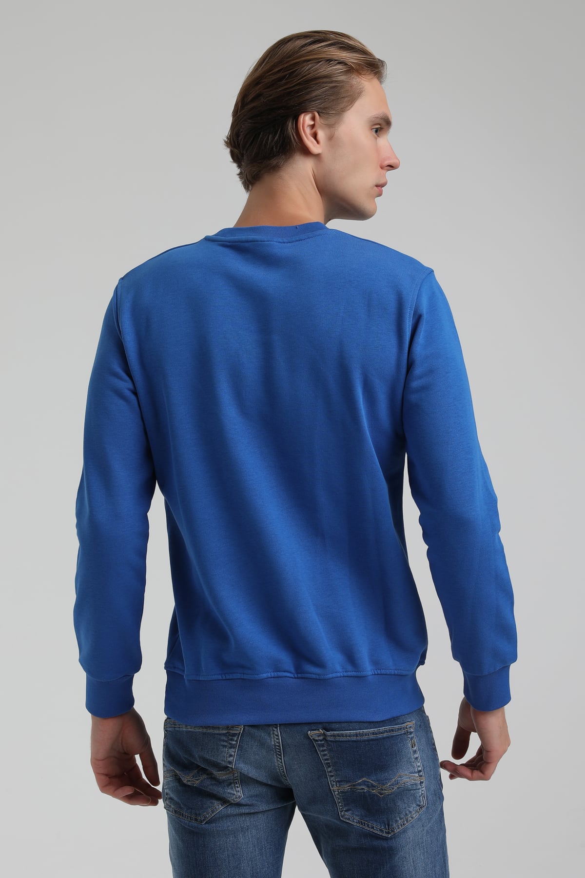 New World Polo Bisiklet Yaka Saks Regular Sweatshirt 22FWM60130