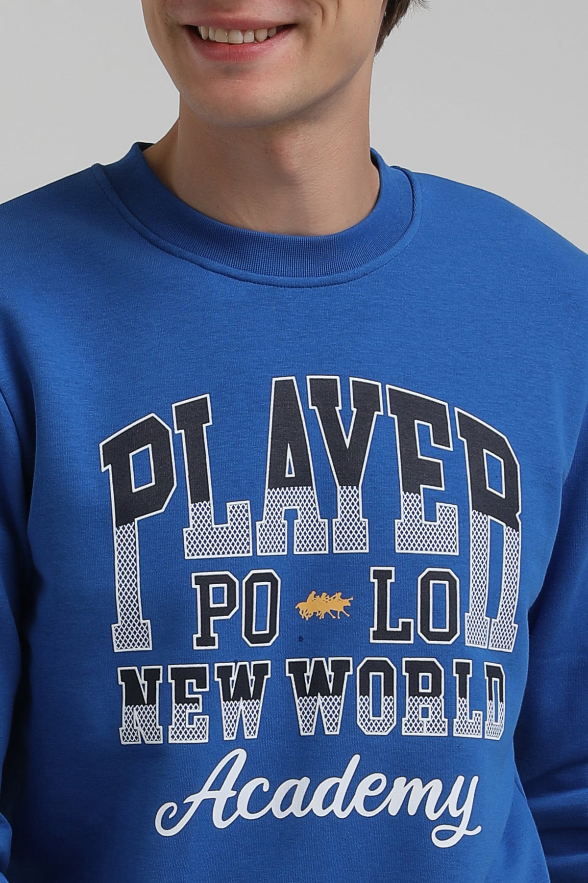 New World Polo Bisiklet Yaka Saks Regular Sweatshirt 22FWM60137