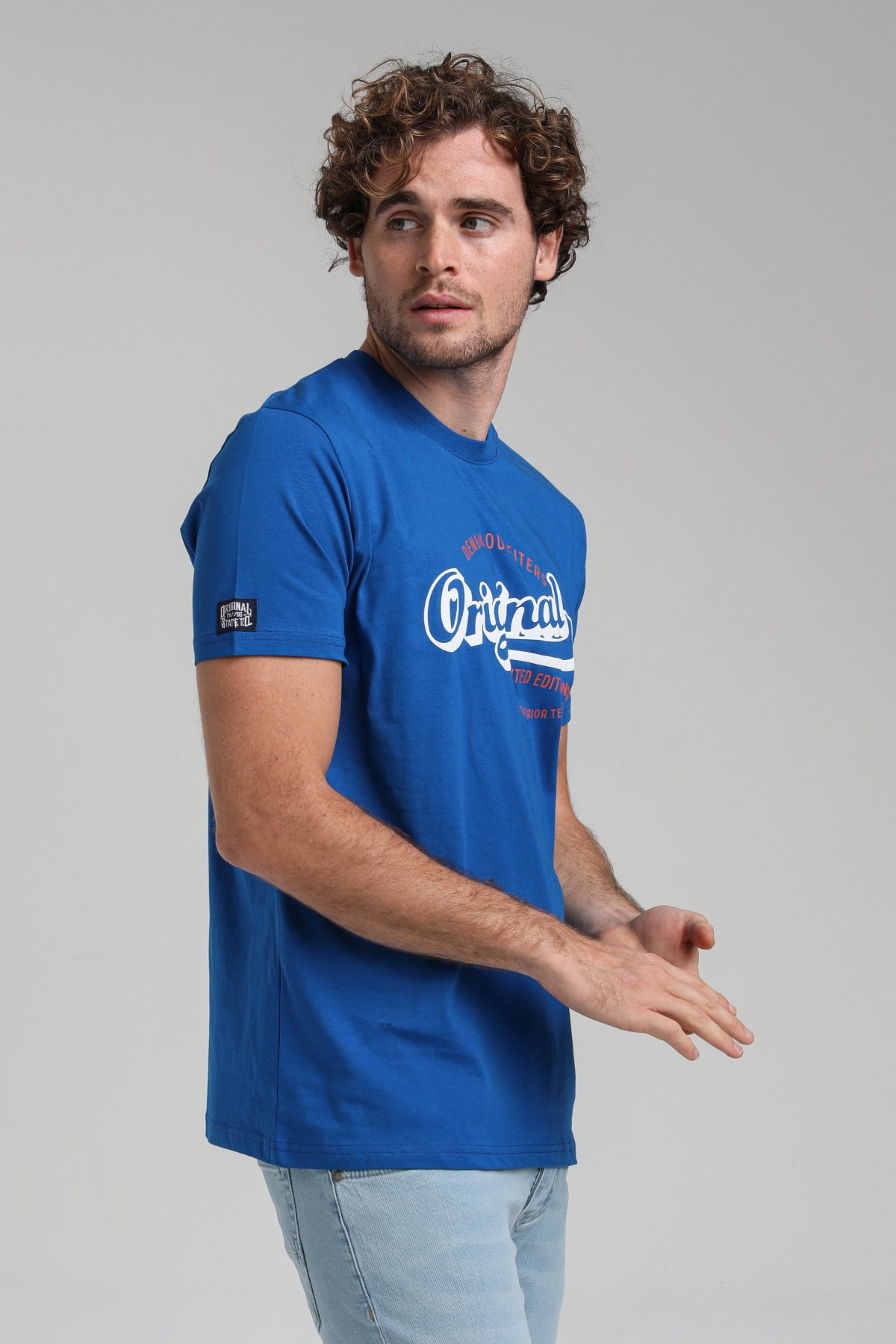 New World Polo Bisiklet Yaka Saks Regular Custom Tişört 23SSM20286
