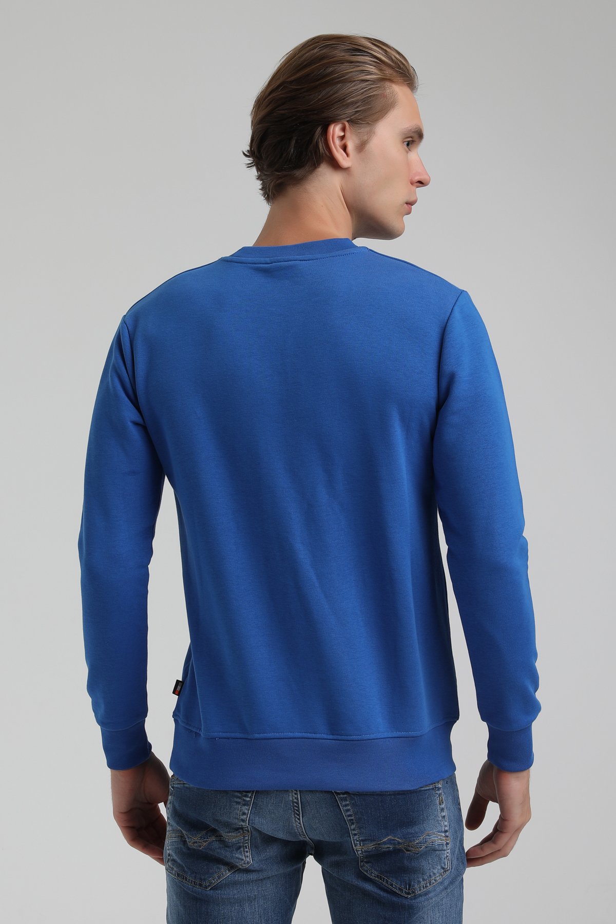 New World Polo Bisiklet Yaka Saks Regular Sweatshirt 22FWM60115