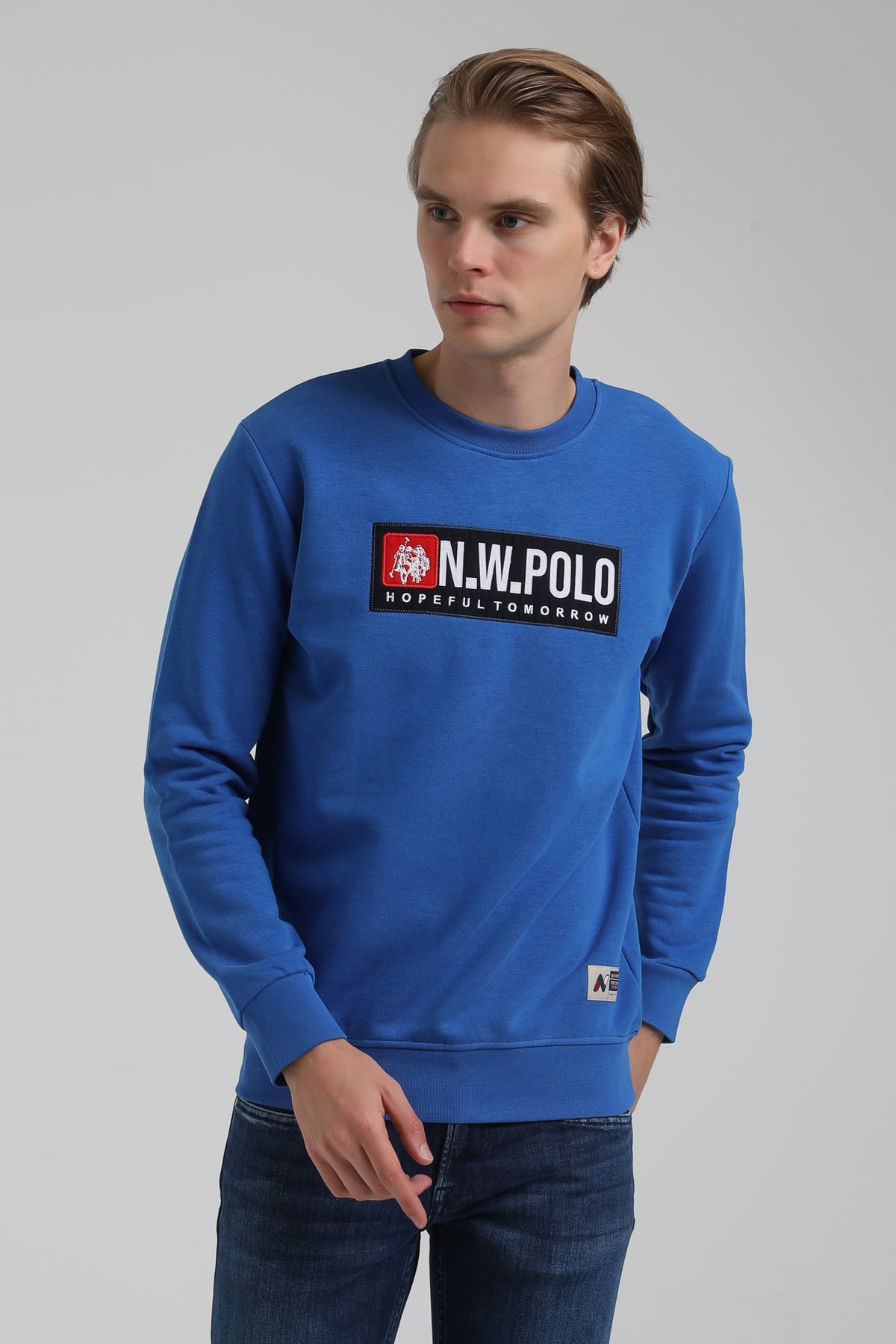 New World Polo Bisiklet Yaka Saks Regular Sweatshirt 22FWM60127