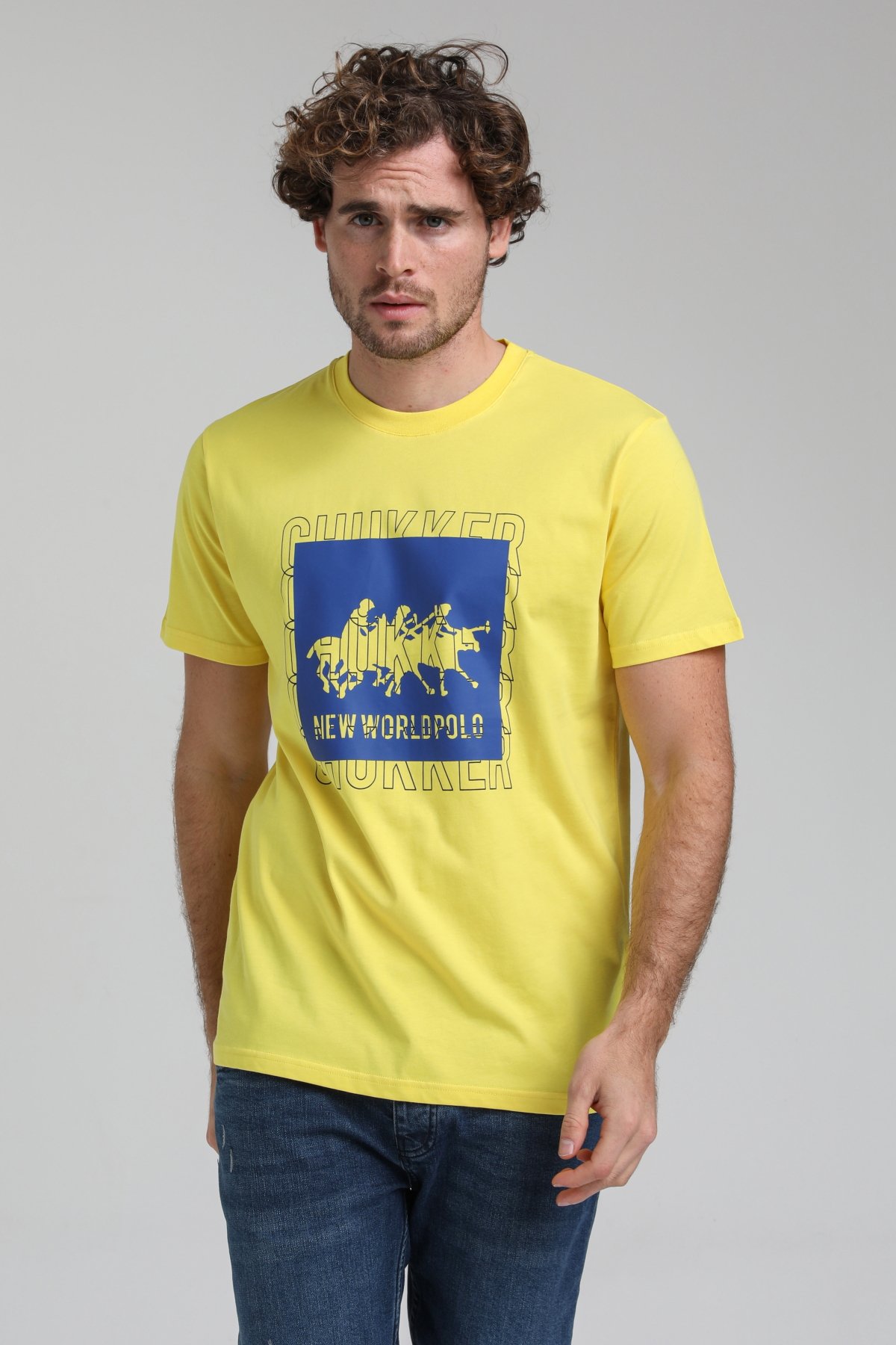 New World Polo Bisiklet Yaka Sarı Slim Fit Tişört 23SSM20295