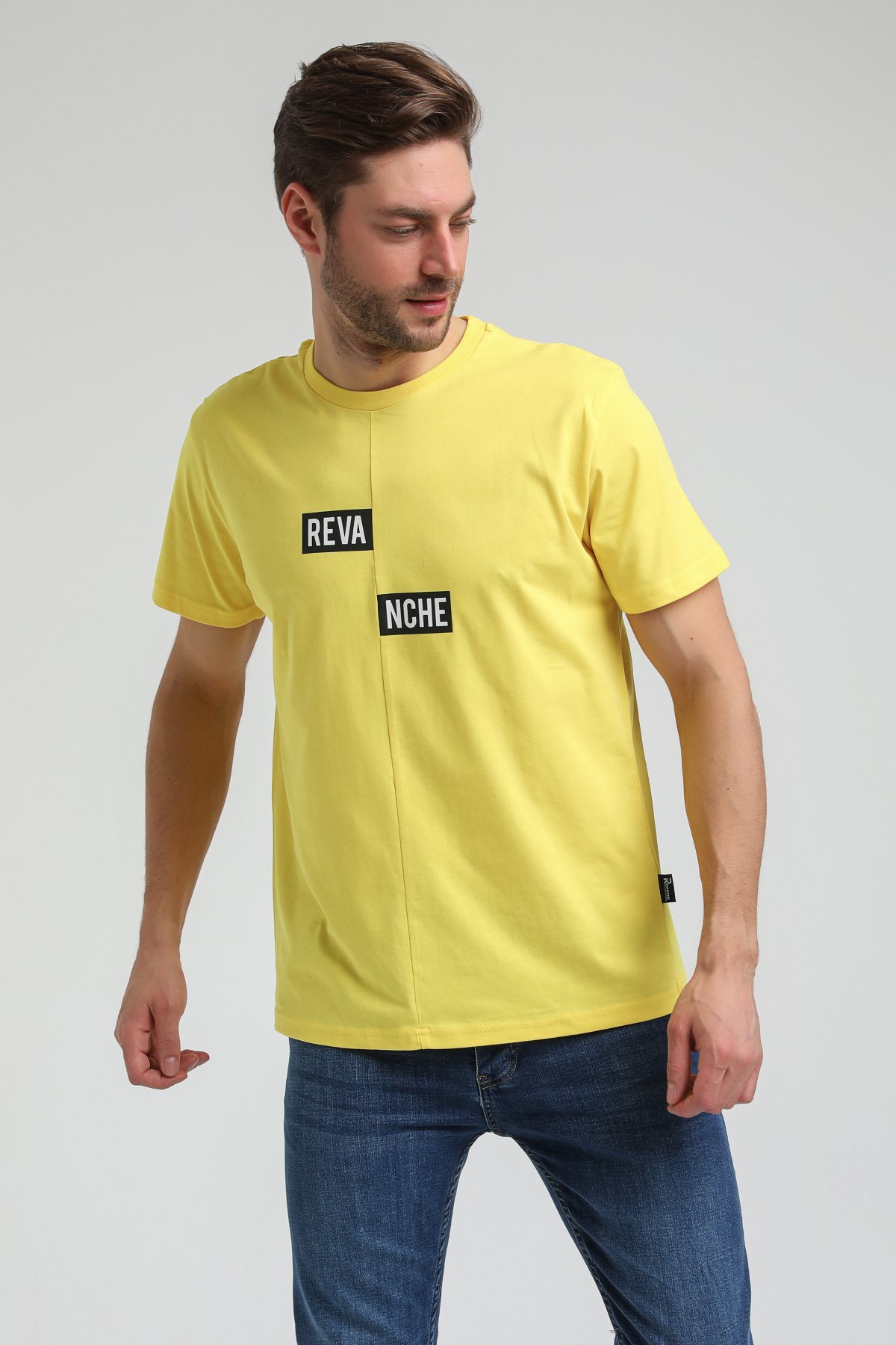 New World Polo Bisiklet Yaka Sarı Slim Fit Tişört 23SSM20289