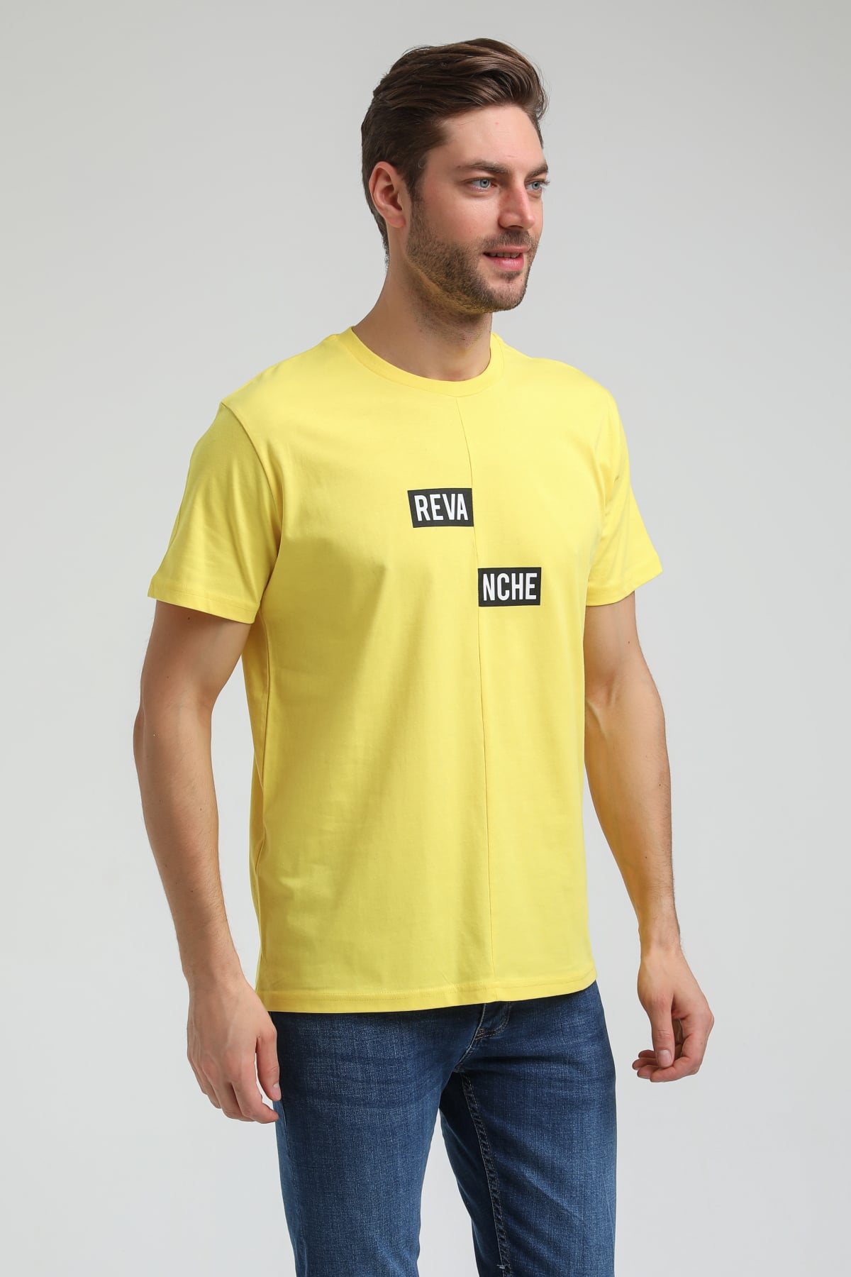 New World Polo Bisiklet Yaka Sarı Slim Fit Tişört 23SSM20289