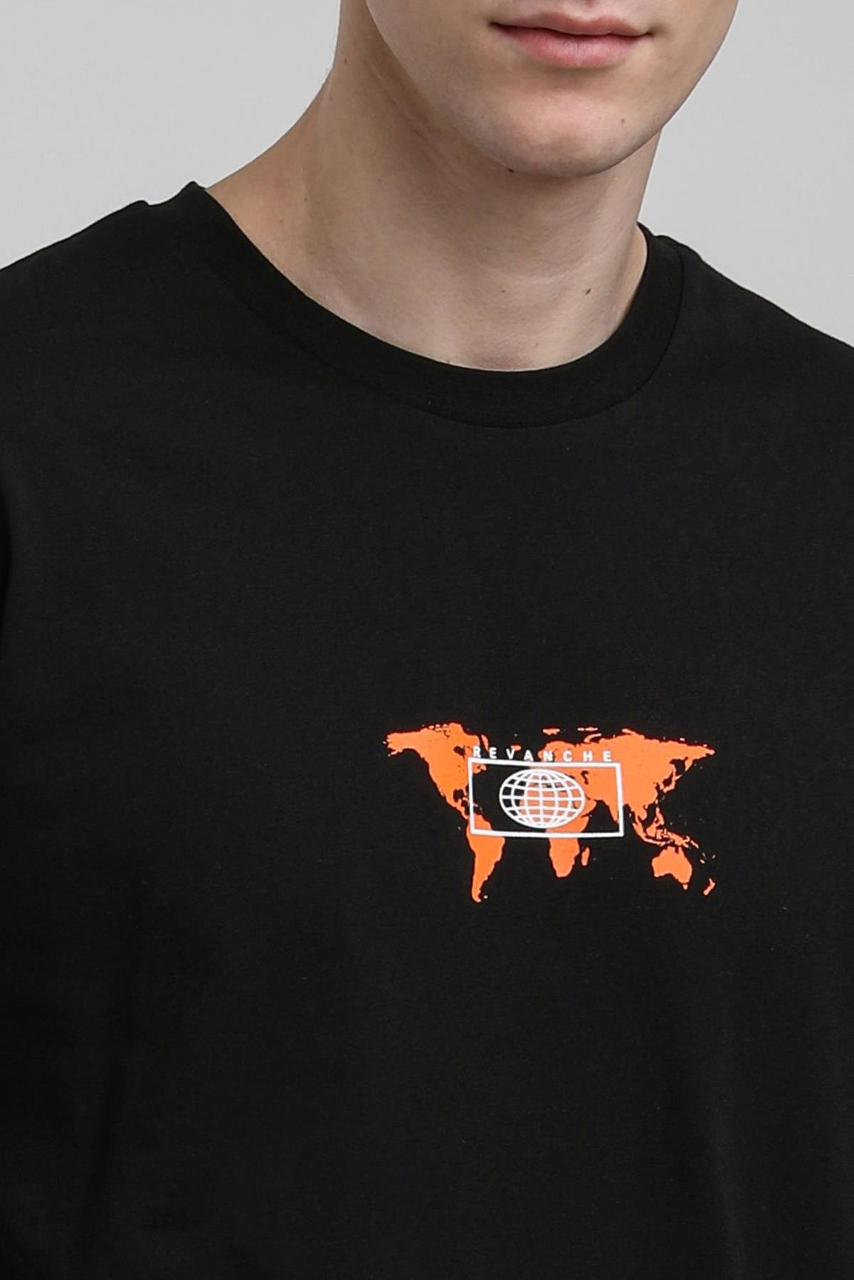New World Polo Bisiklet Yaka Siyah Oversize Tişört 23SSM20332