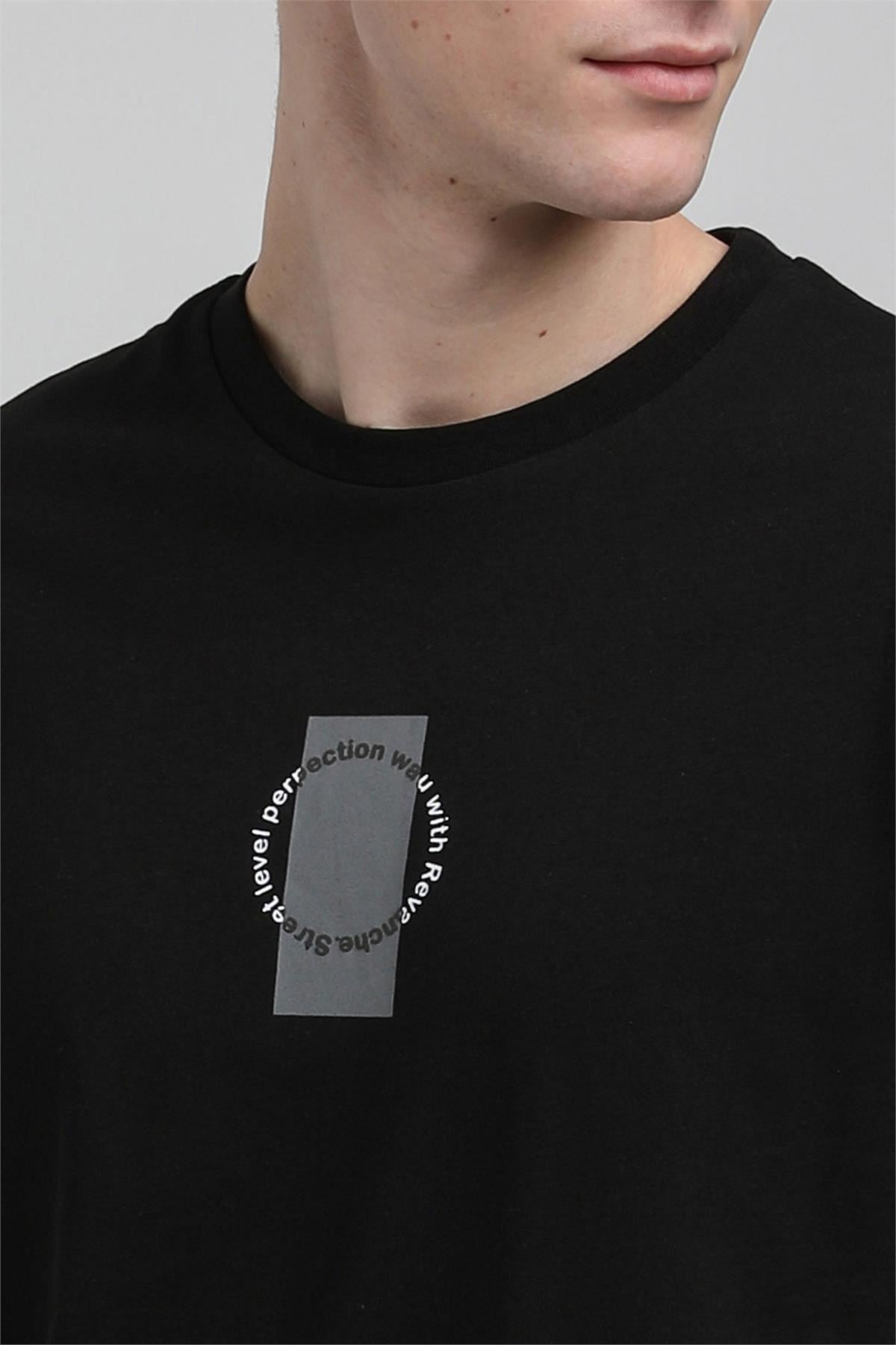 New World Polo Bisiklet Yaka Siyah Oversize Tişört 23SSM20331