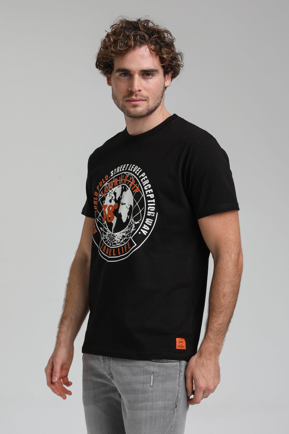 New World Polo Bisiklet Yaka Siyah Regular Custom Tişört 23SSM20292