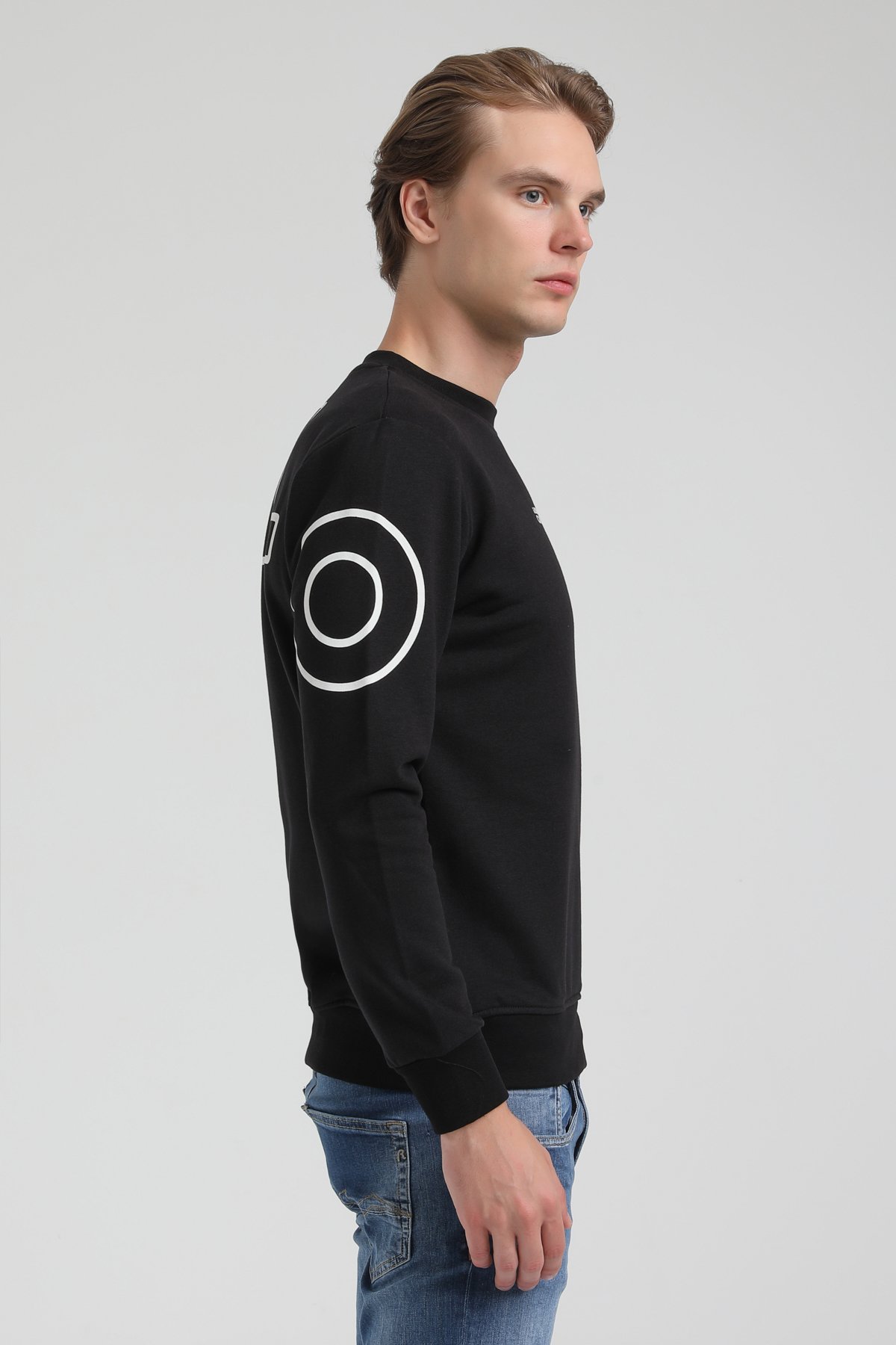 New World Polo Bisiklet Yaka Siyah Regular Sweatshirt 22FWM60126