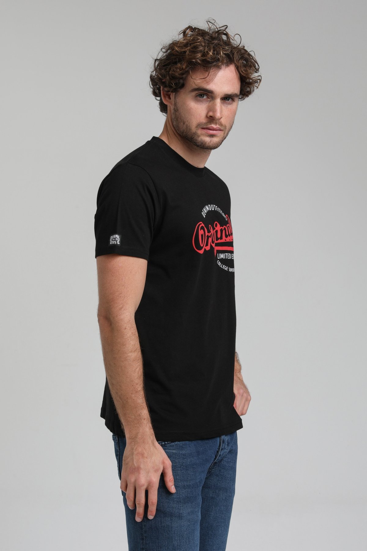 New World Polo Bisiklet Yaka Siyah Regular Custom Tişört 23SSM20286