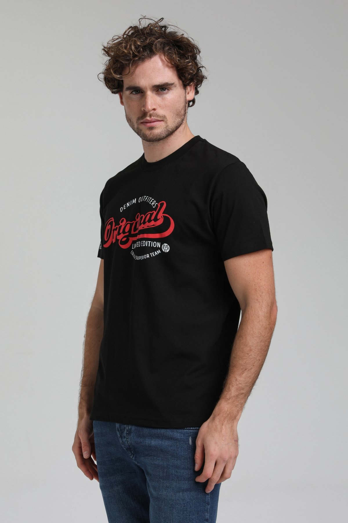 New World Polo Bisiklet Yaka Siyah Regular Custom Tişört 23SSM20286