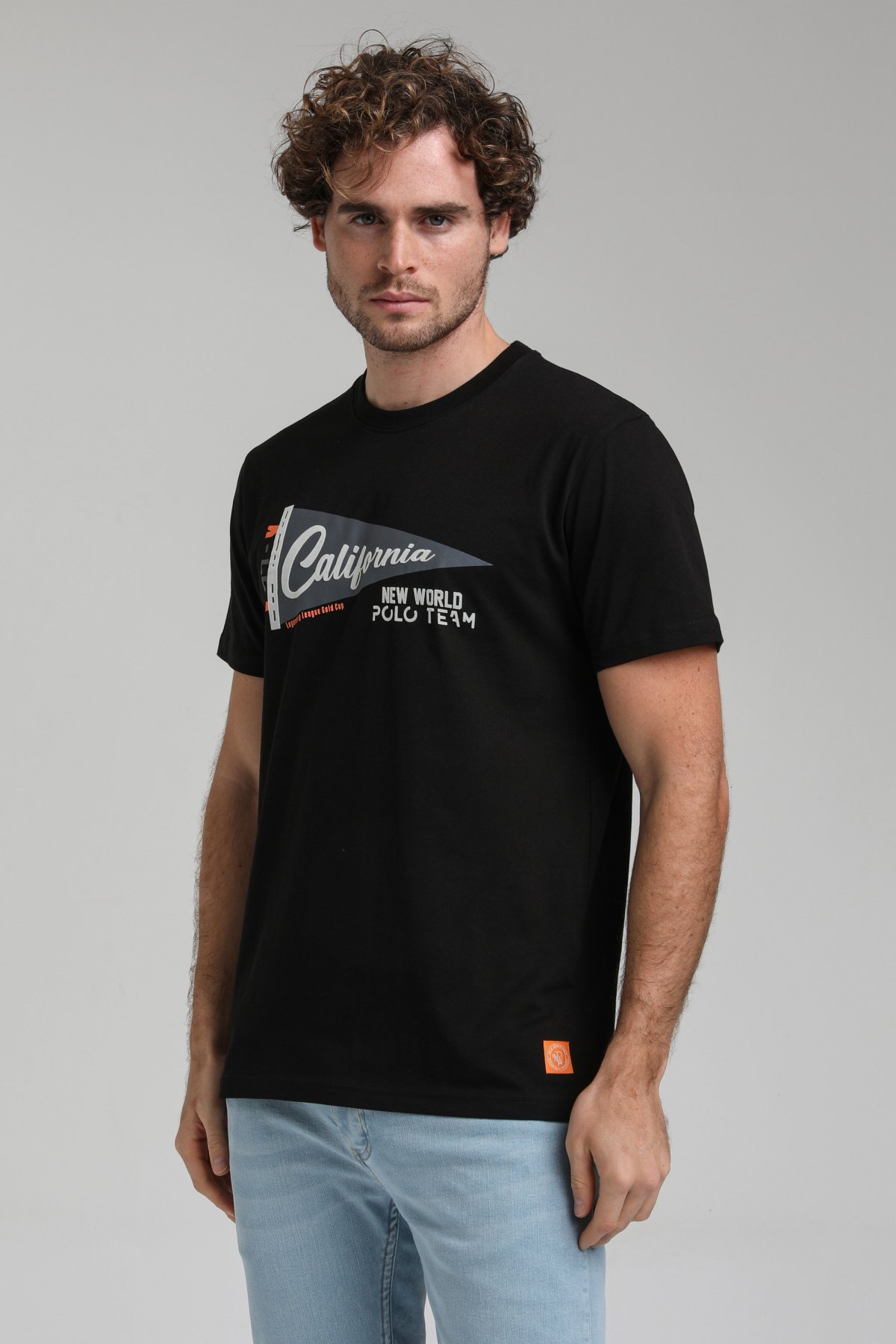New World Polo Bisiklet Yaka Siyah Regular Custom Tişört 23SSM20300