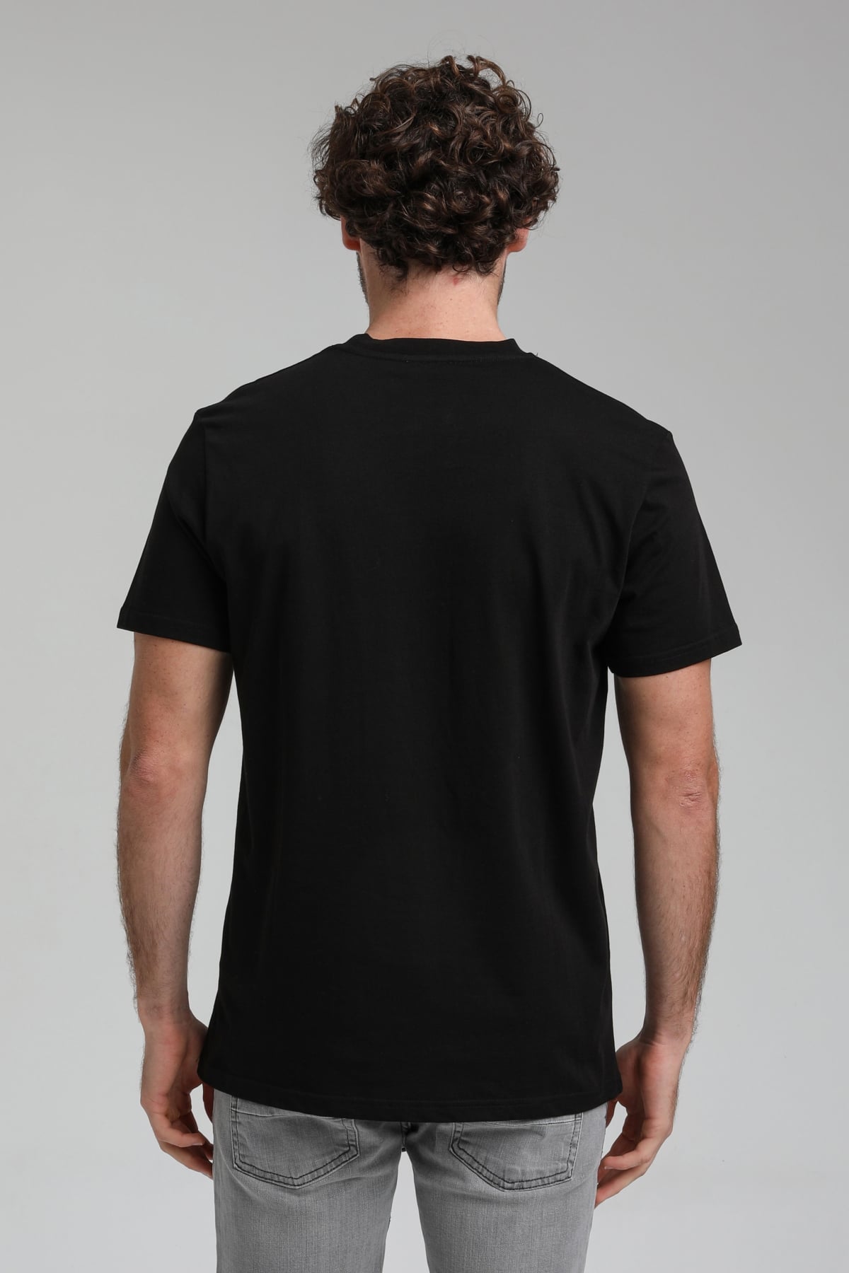 New World Polo Bisiklet Yaka Siyah Regular Custom Tişört 23SSM20309