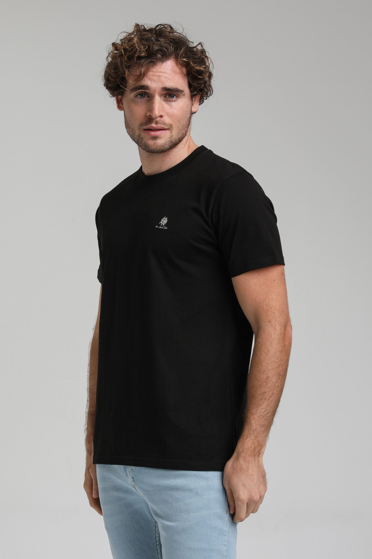 New World Polo Bisiklet Yaka Siyah Regular Custom Tişört 23SSM20311