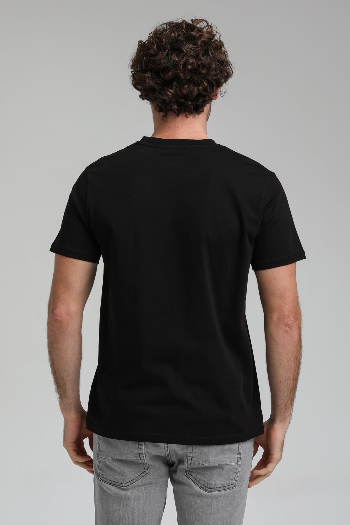 New World Polo Bisiklet Yaka Siyah Regular Custom Tişört 23SSM20311