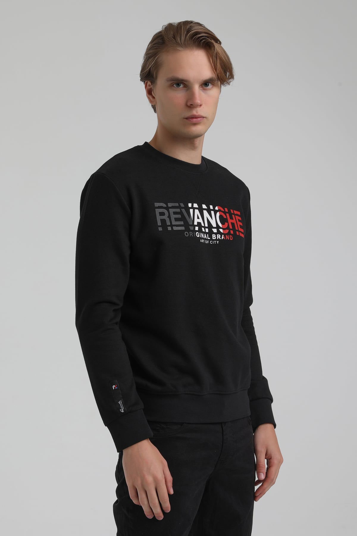 New World Polo Bisiklet Yaka Siyah Regular Sweatshirt 22FWM60123