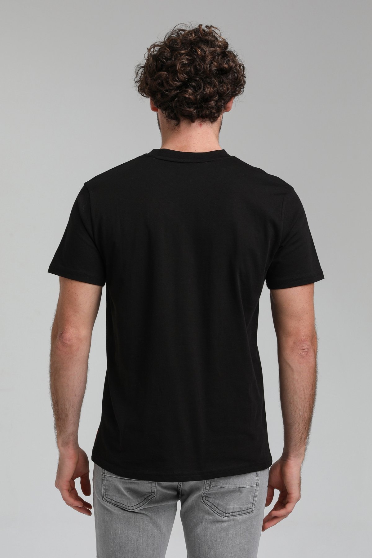 New World Polo Bisiklet Yaka Siyah Regular Custom Tişört 23SSM20292