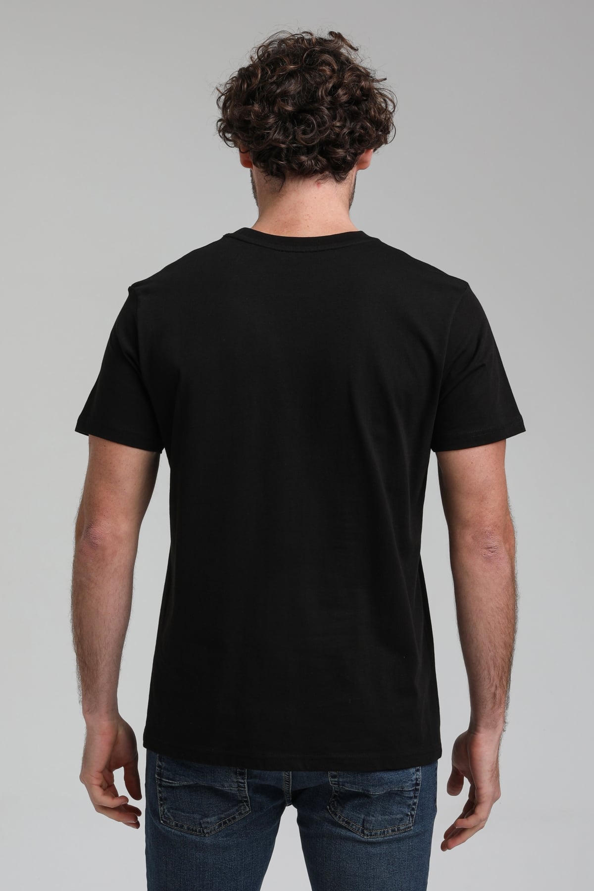 New World Polo Bisiklet Yaka Siyah Regular Custom Tişört 23SSM20302