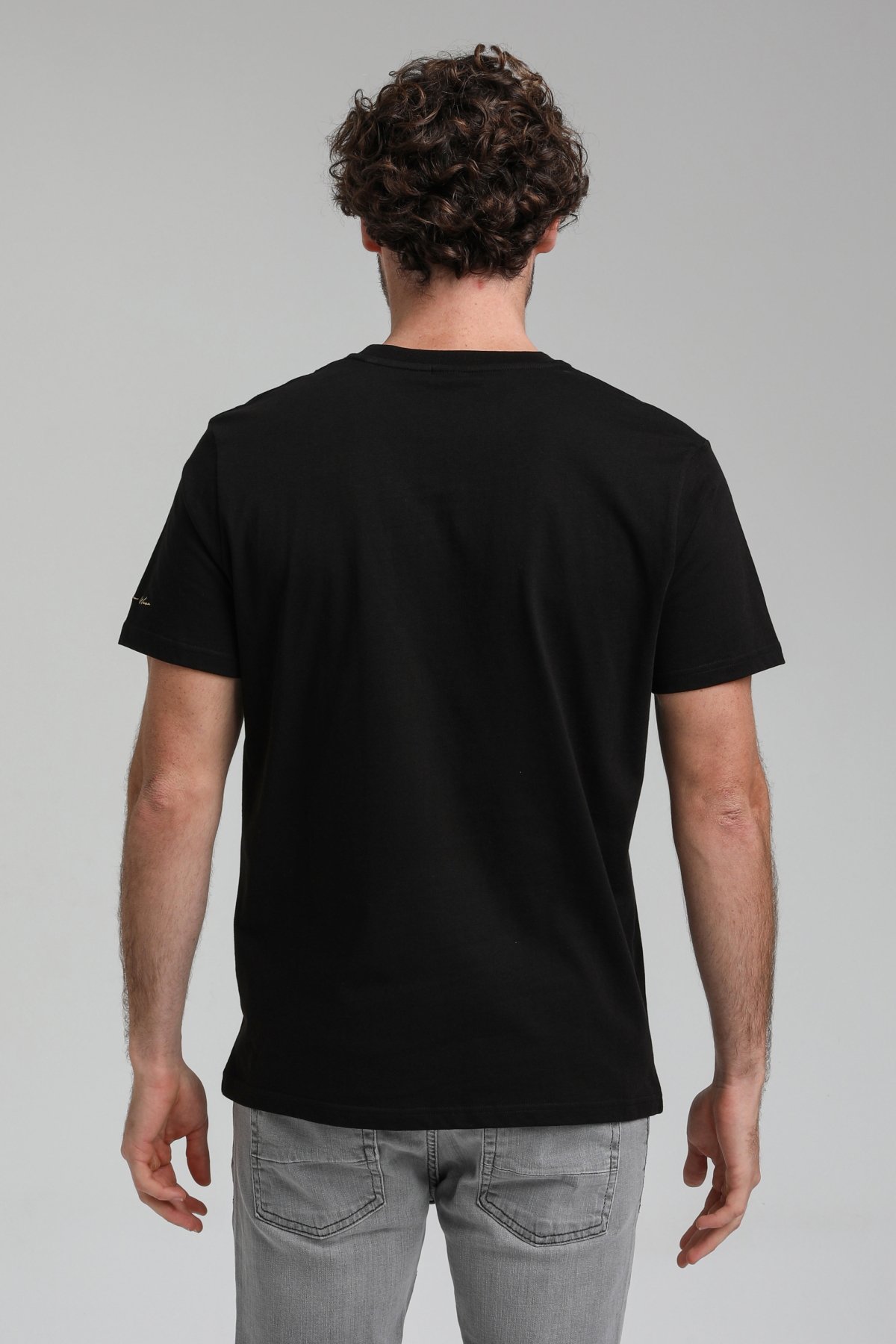 New World Polo Bisiklet Yaka Siyah Regular Custom Tişört 23SSM20294
