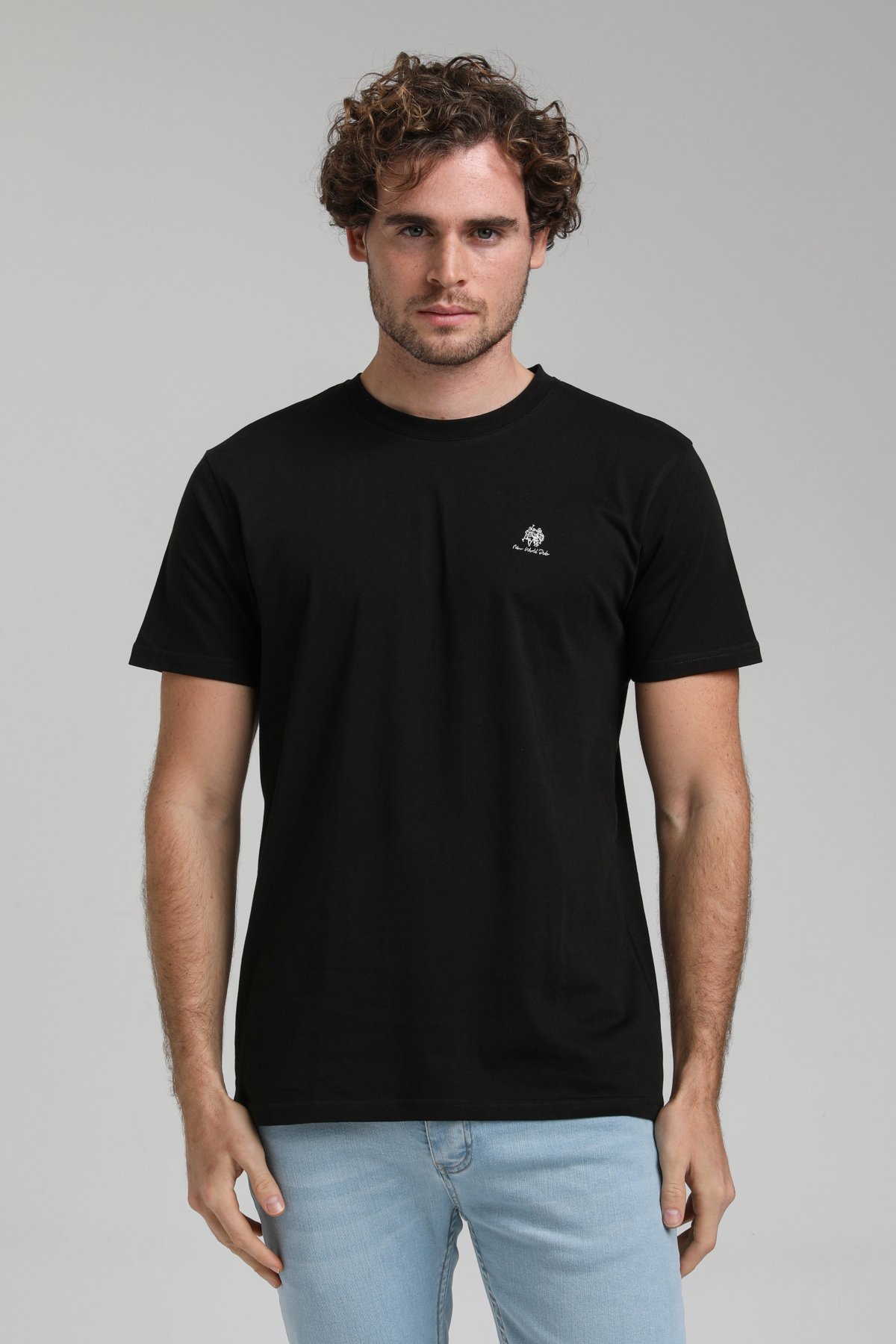 New World Polo Bisiklet Yaka Siyah Regular Custom Tişört 23SSM20311