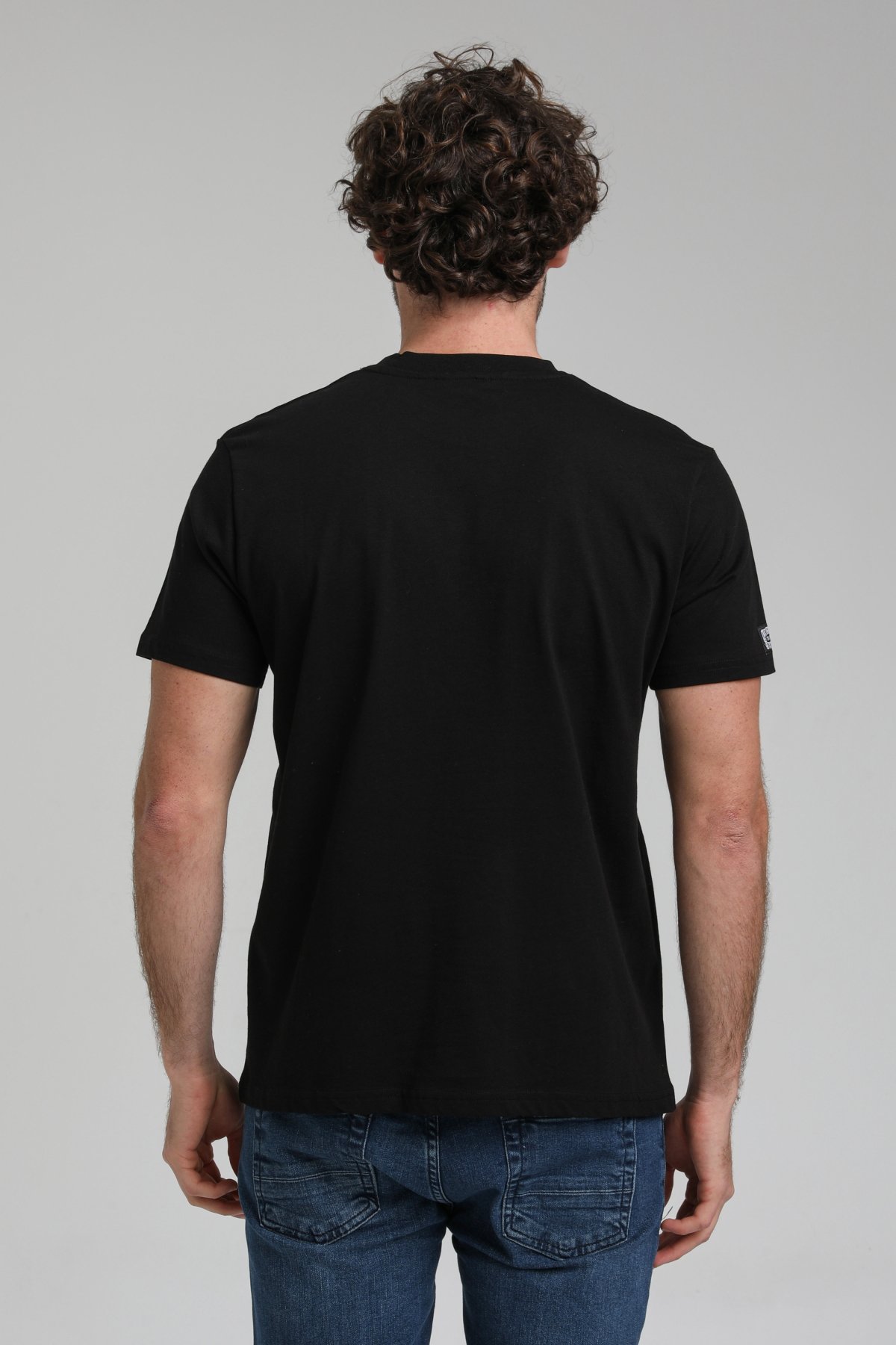 New World Polo Bisiklet Yaka Siyah Regular Custom Tişört 23SSM20286