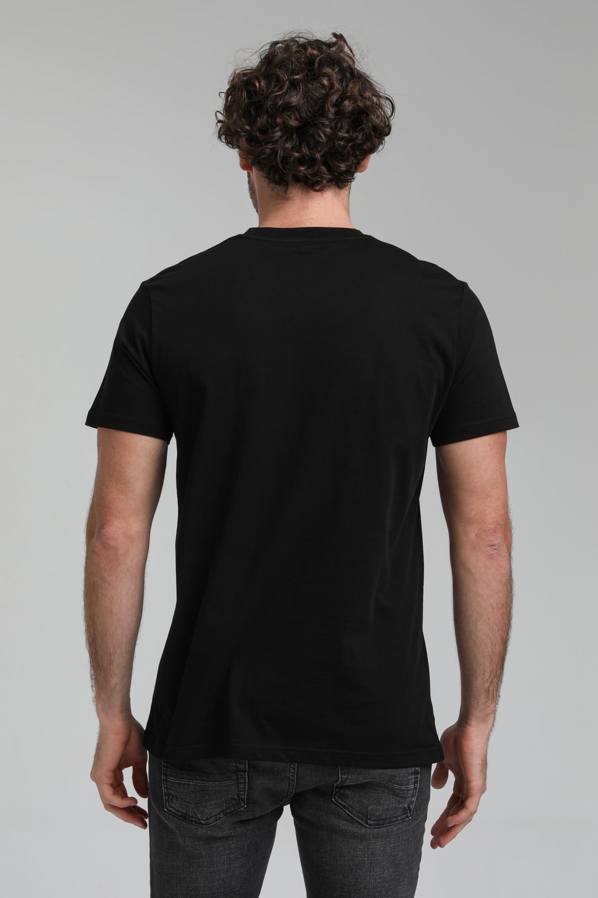 New World Polo Bisiklet Yaka Siyah Regular Custom Tişört 23SSM20314
