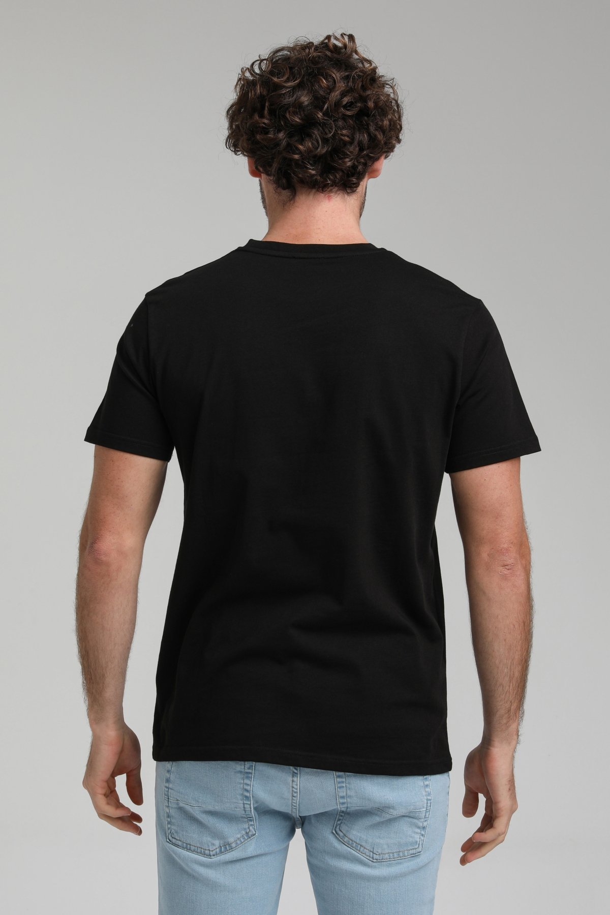 New World Polo Bisiklet Yaka Siyah Regular Custom Tişört 23SSM20311