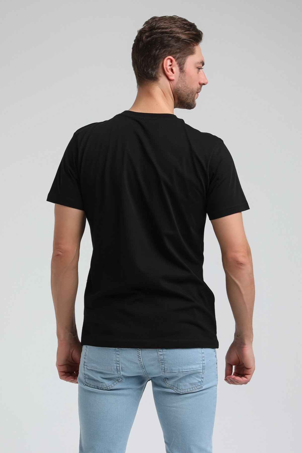 New World Polo Bisiklet Yaka Siyah Slim Fit Tişört 23SSM20313