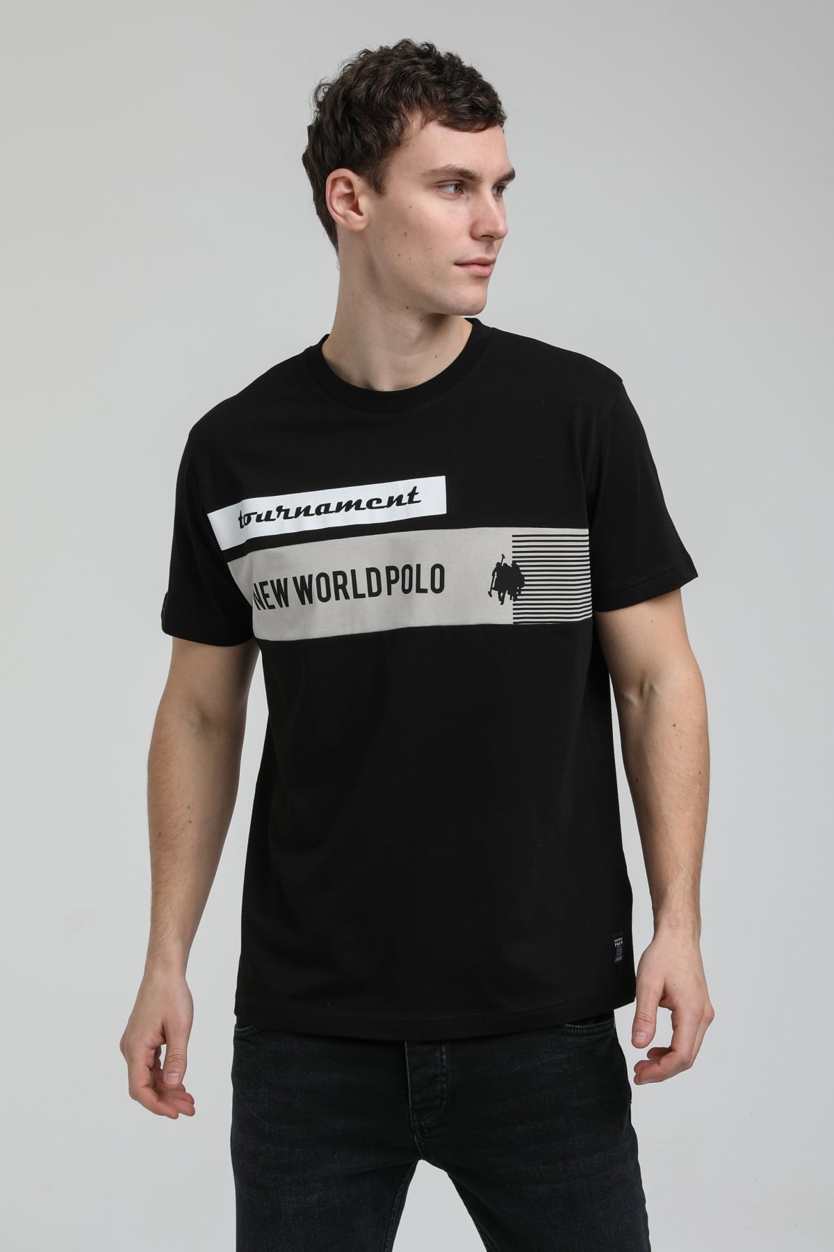 New World Polo Bisiklet Yaka Siyah Slim Fit Tişört 23SSM20325