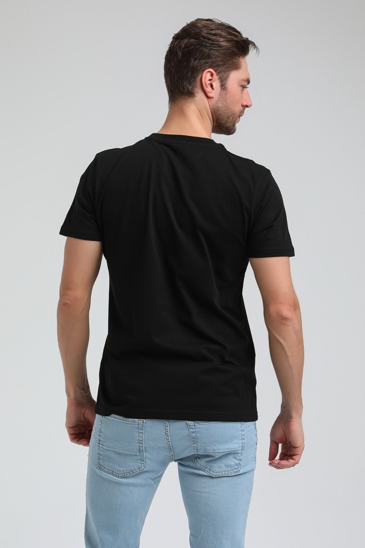 New World Polo Bisiklet Yaka Siyah Slim Fit Tişört 23SSM20315