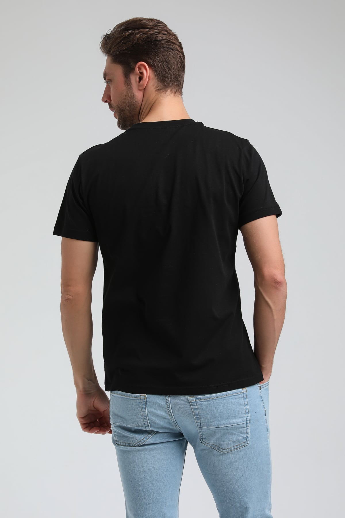 New World Polo Bisiklet Yaka Siyah Slim Fit Tişört 23SSM20316
