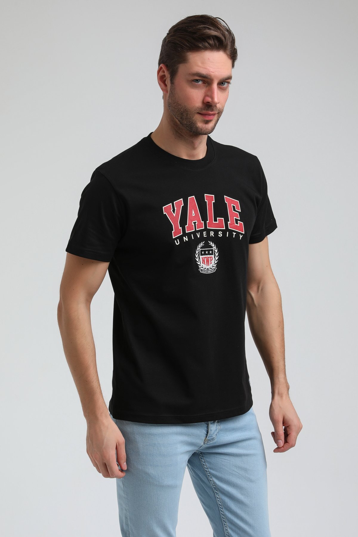 New World Polo Bisiklet Yaka Siyah Slim Fit Tişört 23SSM20308