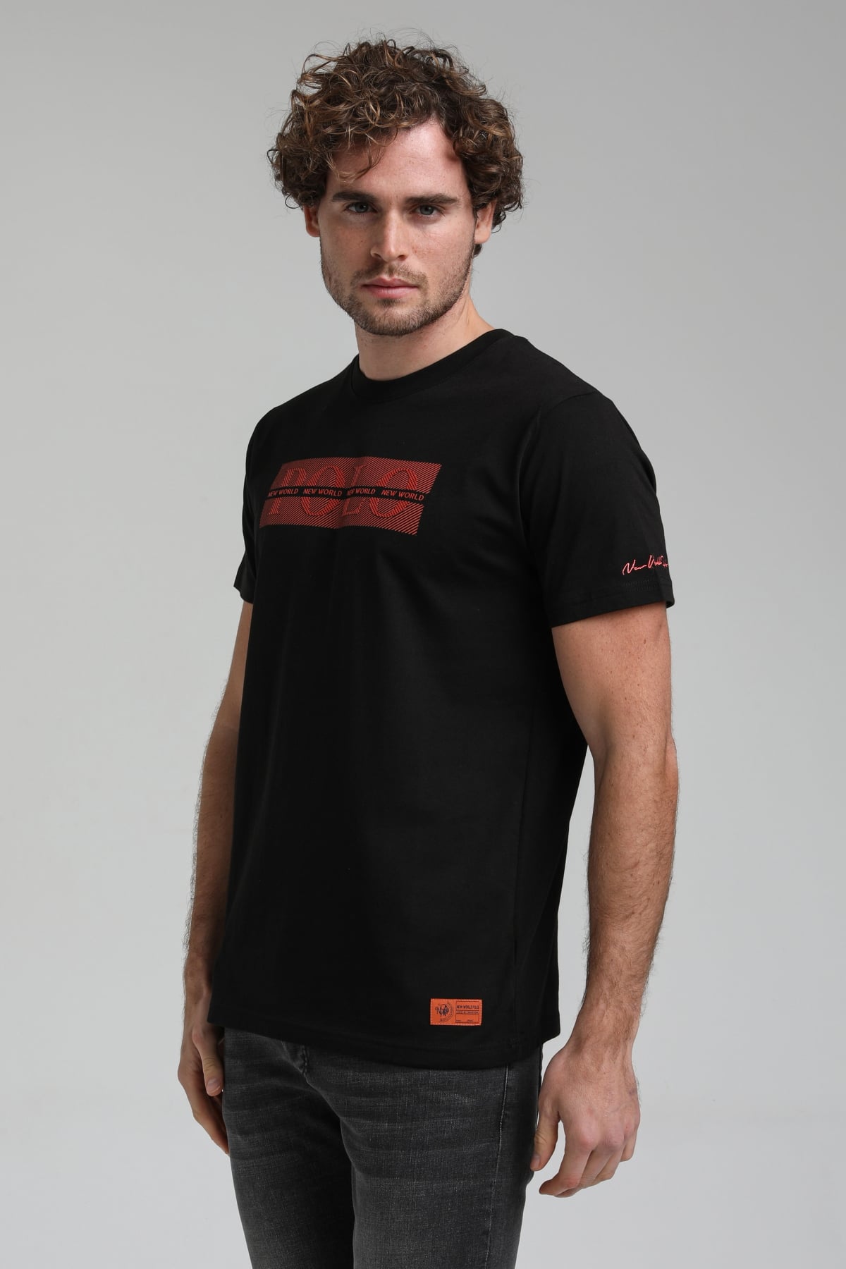 New World Polo Bisiklet Yaka Siyah Slim Fit Tişört 23SSM20297