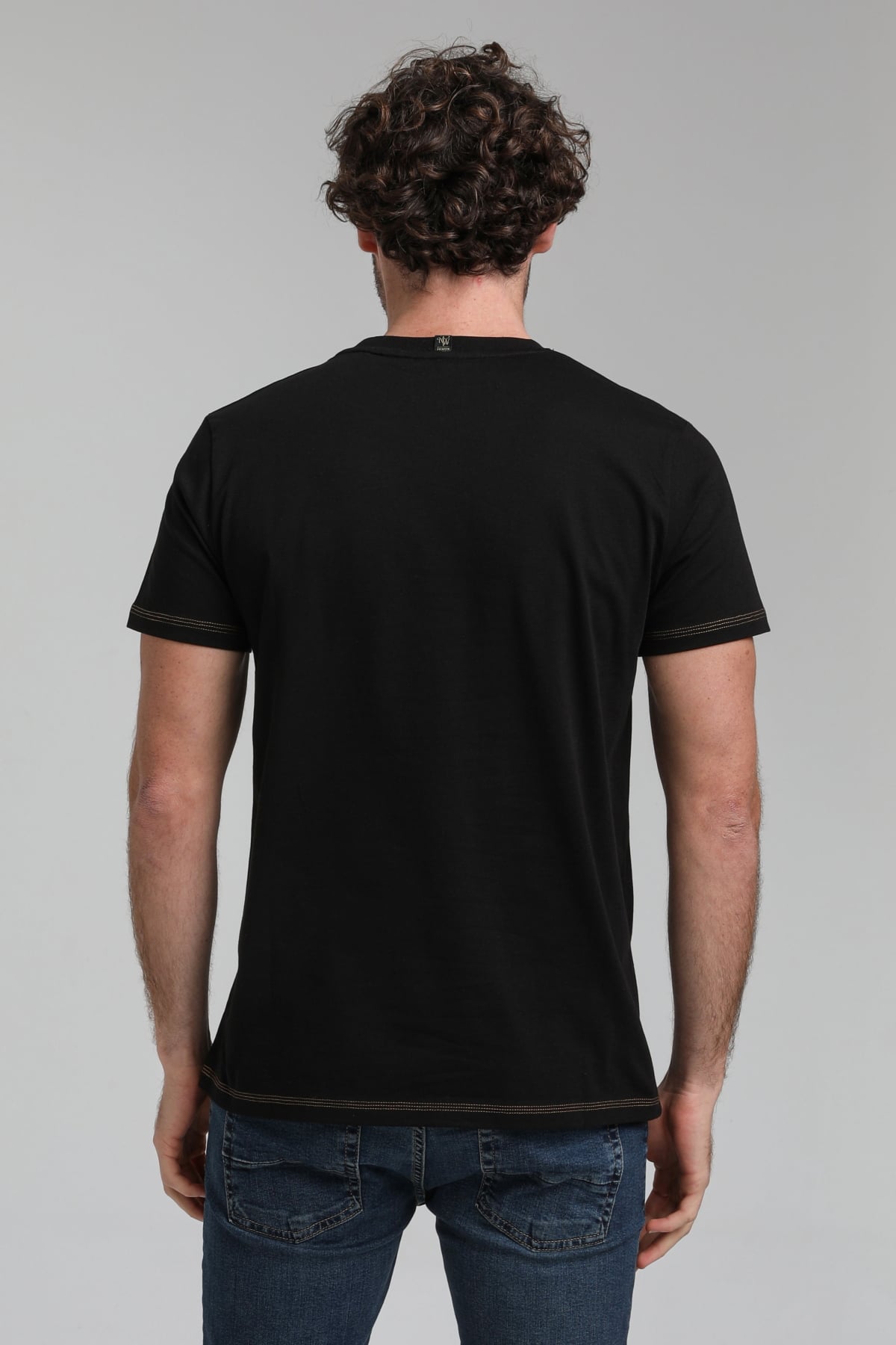 New World Polo Bisiklet Yaka Siyah Slim Fit Tişört 23SSM20293