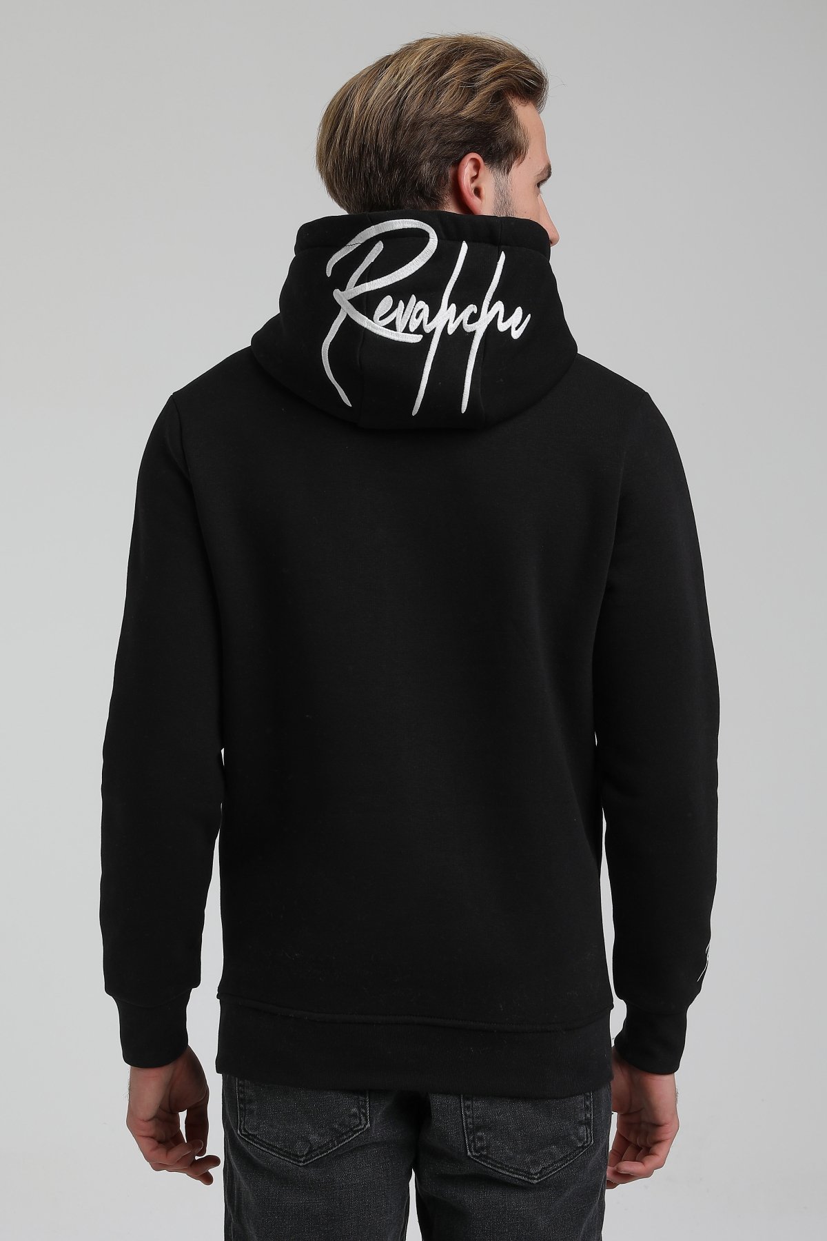 New World Polo Bisiklet Yaka Siyah Slim Fit Sweatshirt 22FWM64034