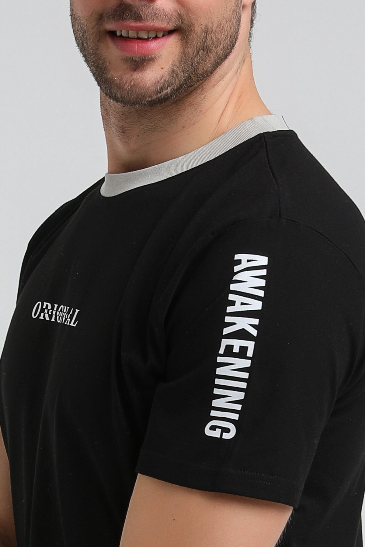 New World Polo Bisiklet Yaka Siyah Slim Fit Tişört 23SSM20317
