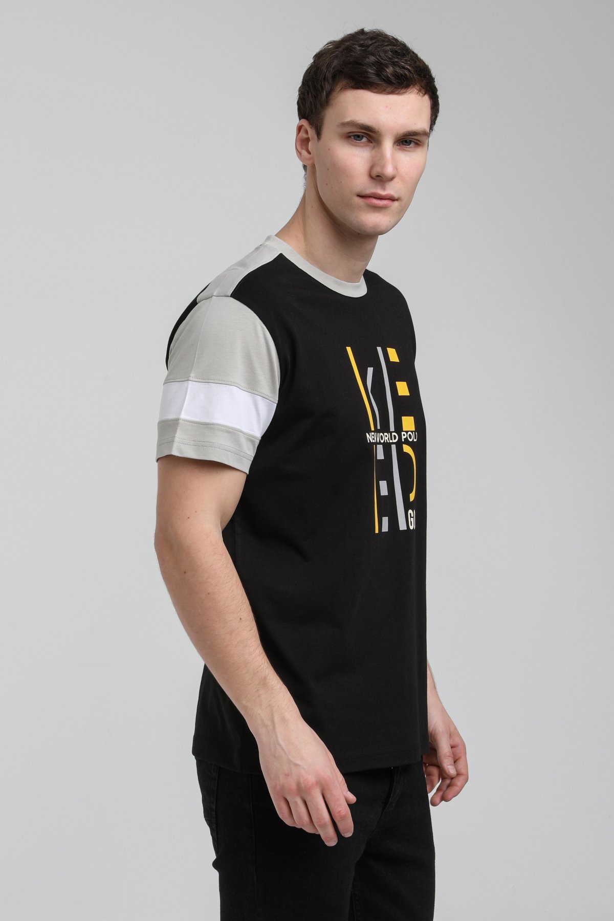 New World Polo Bisiklet Yaka Siyah Slim Fit Tişört 23SSM20323