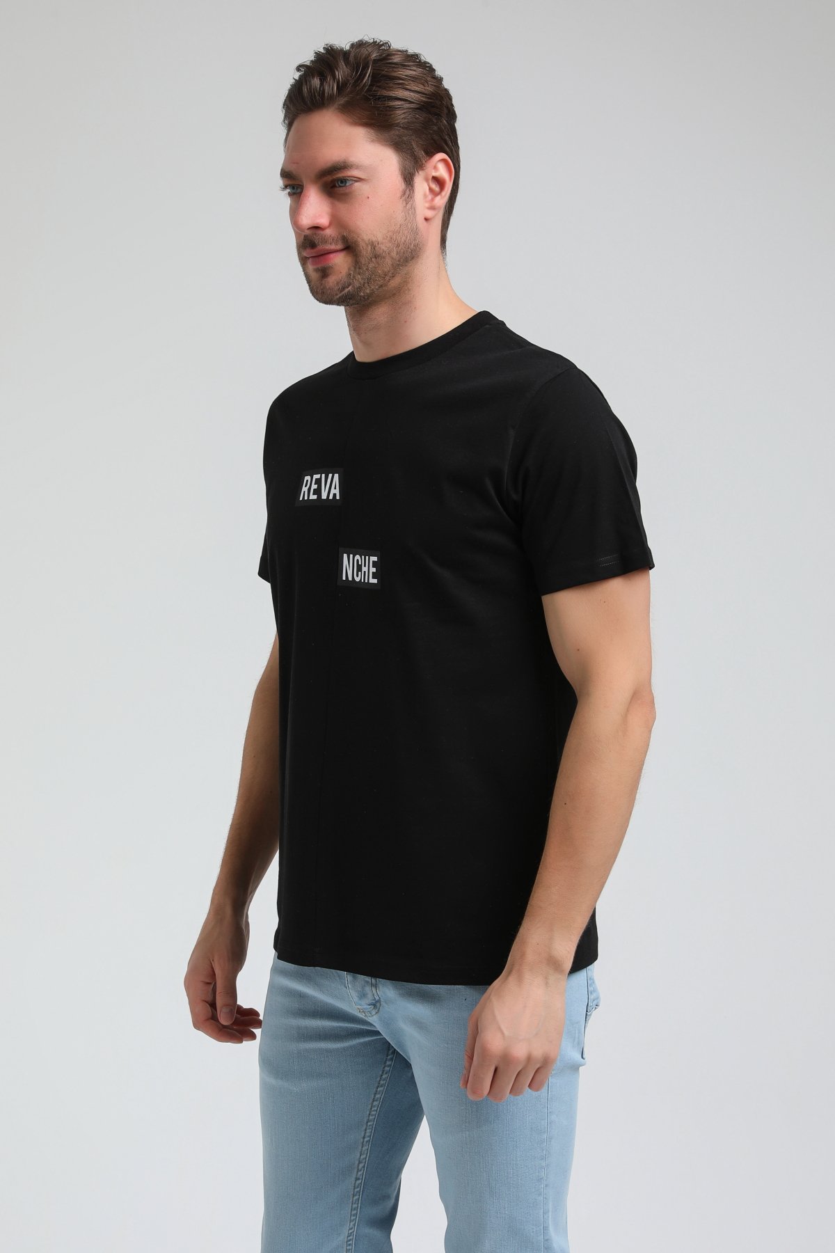New World Polo Bisiklet Yaka Siyah Slim Fit Tişört 23SSM20289