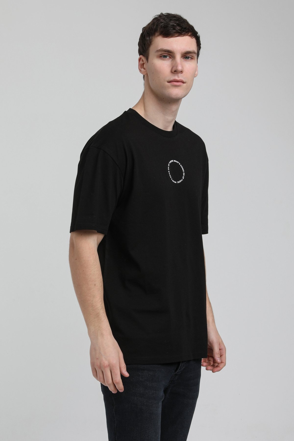 New World Polo Bisiklet Yaka Siyah Slim Fit Tişört 23SSM20333