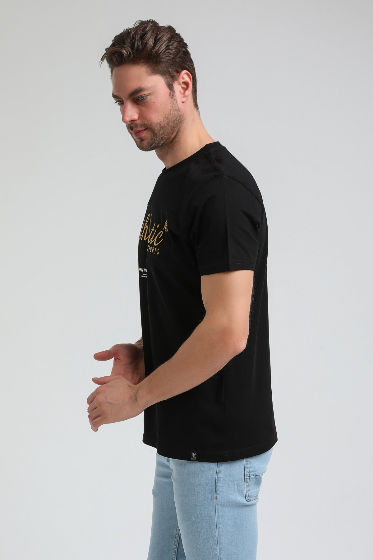 New World Polo Bisiklet Yaka Siyah Slim Fit Tişört 23SSM20315
